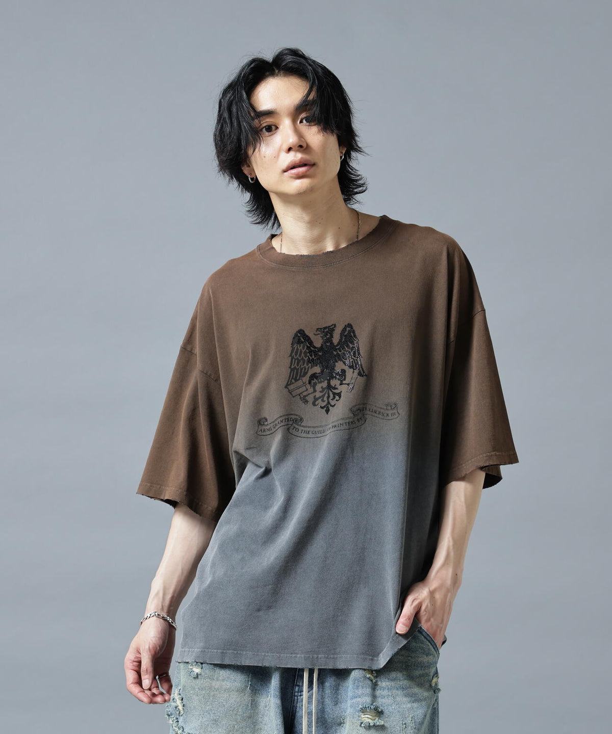DankeSchon/ダンケシェーン/GRADATION RHINESTONE BIRD TEE