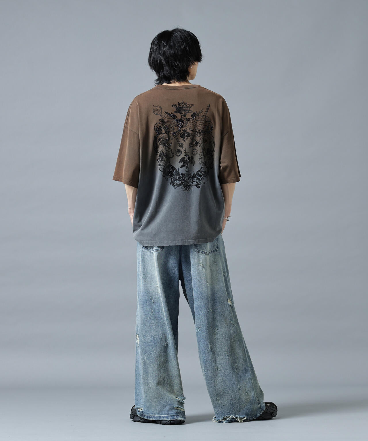 DankeSchon/ダンケシェーン/GRADATION RHINESTONE BIRD TEE