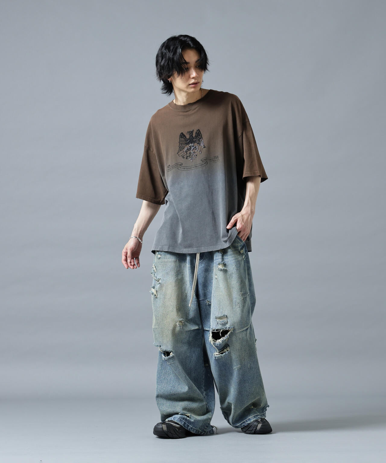 DankeSchon/ダンケシェーン/GRADATION RHINESTONE BIRD TEE