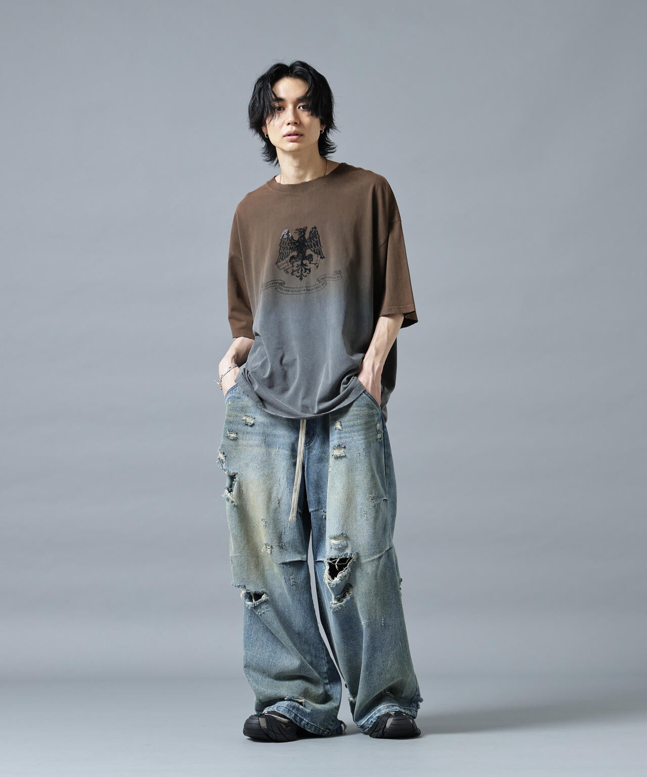 DankeSchon/ダンケシェーン/GRADATION RHINESTONE BIRD TEE