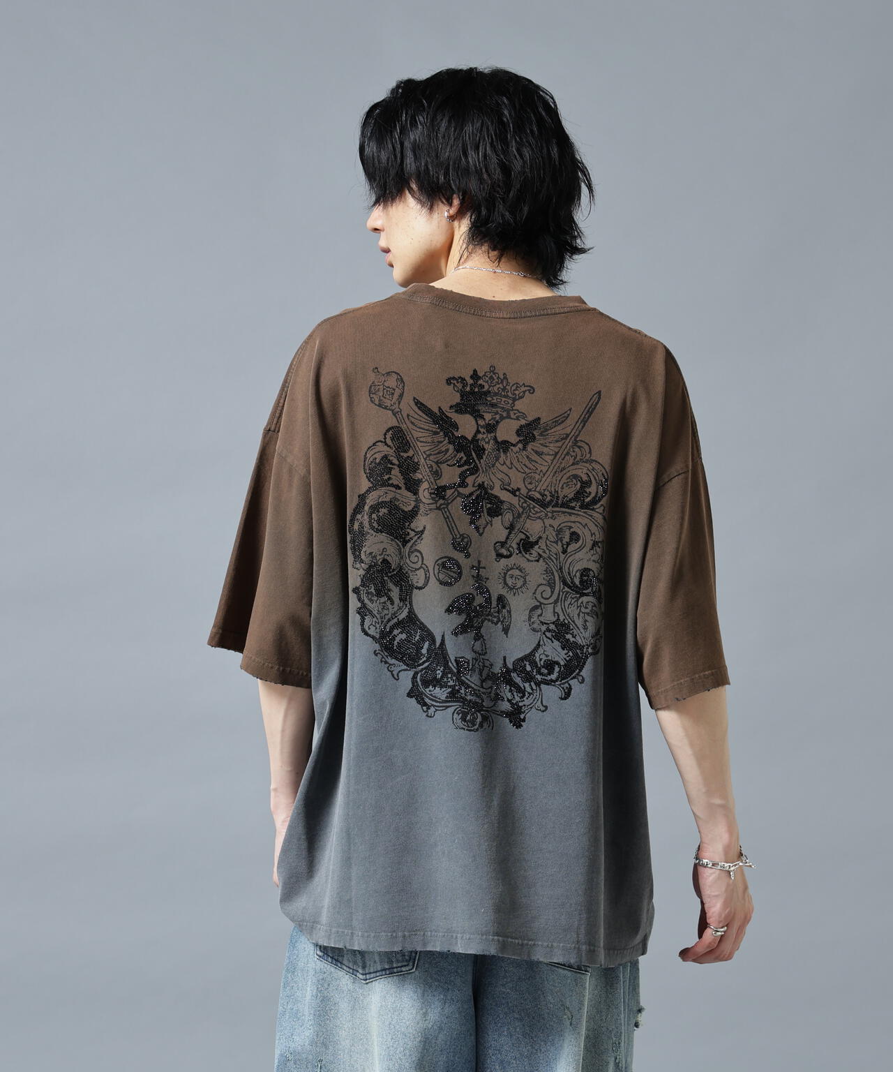 DankeSchon/ダンケシェーン/GRADATION RHINESTONE BIRD TEE