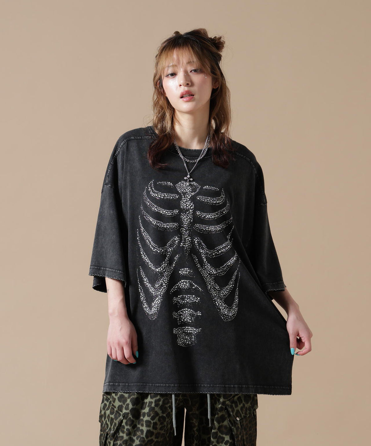 DankeSchon/ダンケシェーン/BRUST RHINESTONE BONE TEE