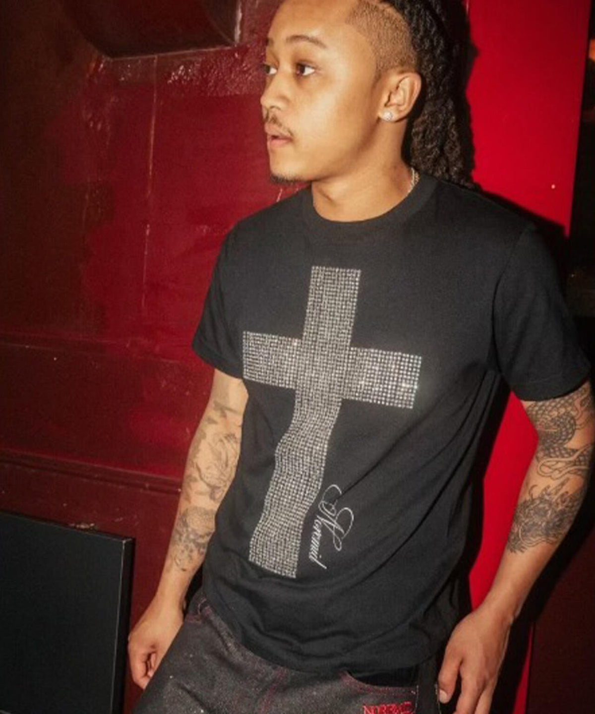 NoRemid/ノーリミッド/【LHP EXCLUSIVE】Cross Rhinestone S/S Tee