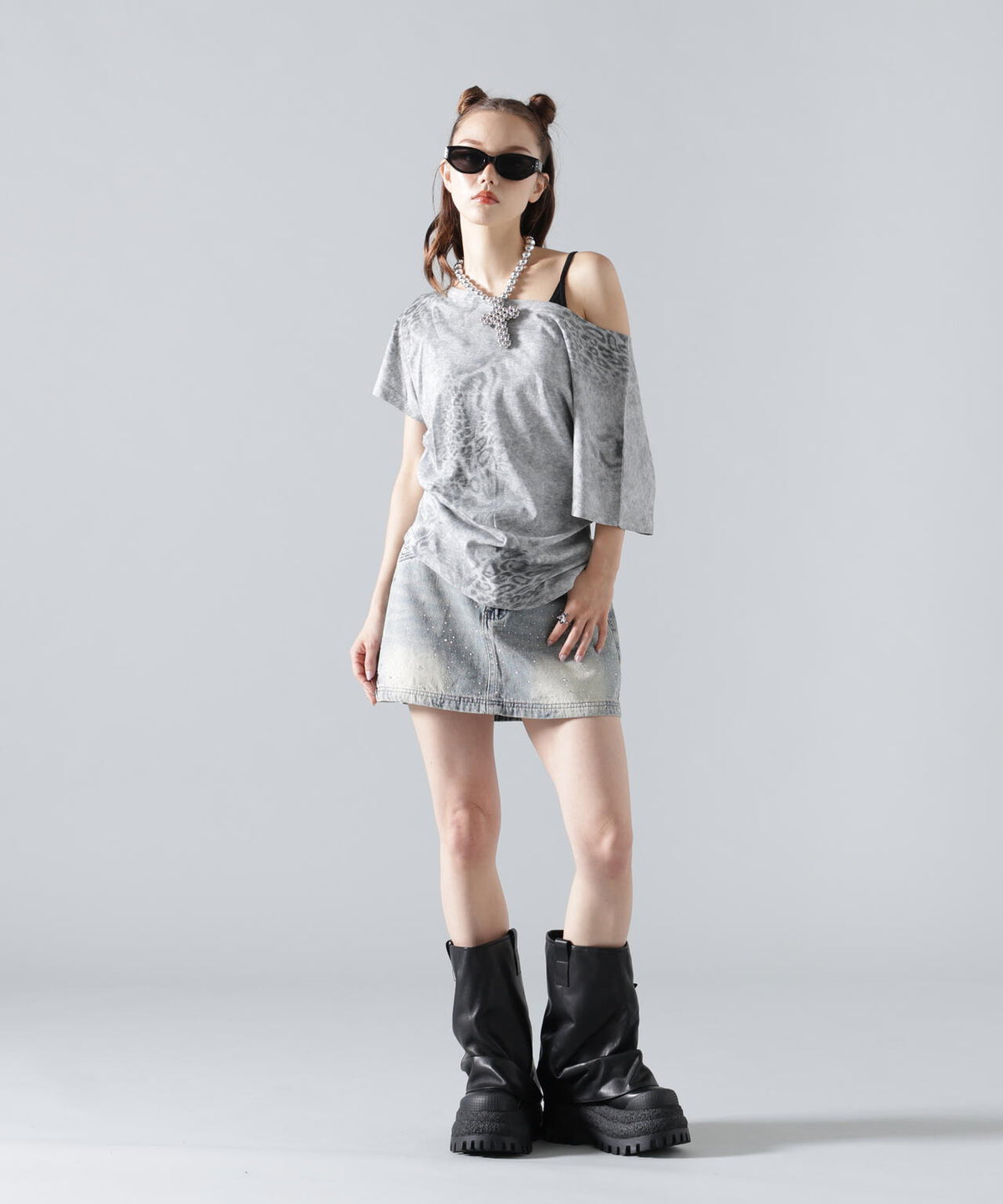 MMAVYTH/メヴィス/LEOPARD OFF-SHOULDER TOPS