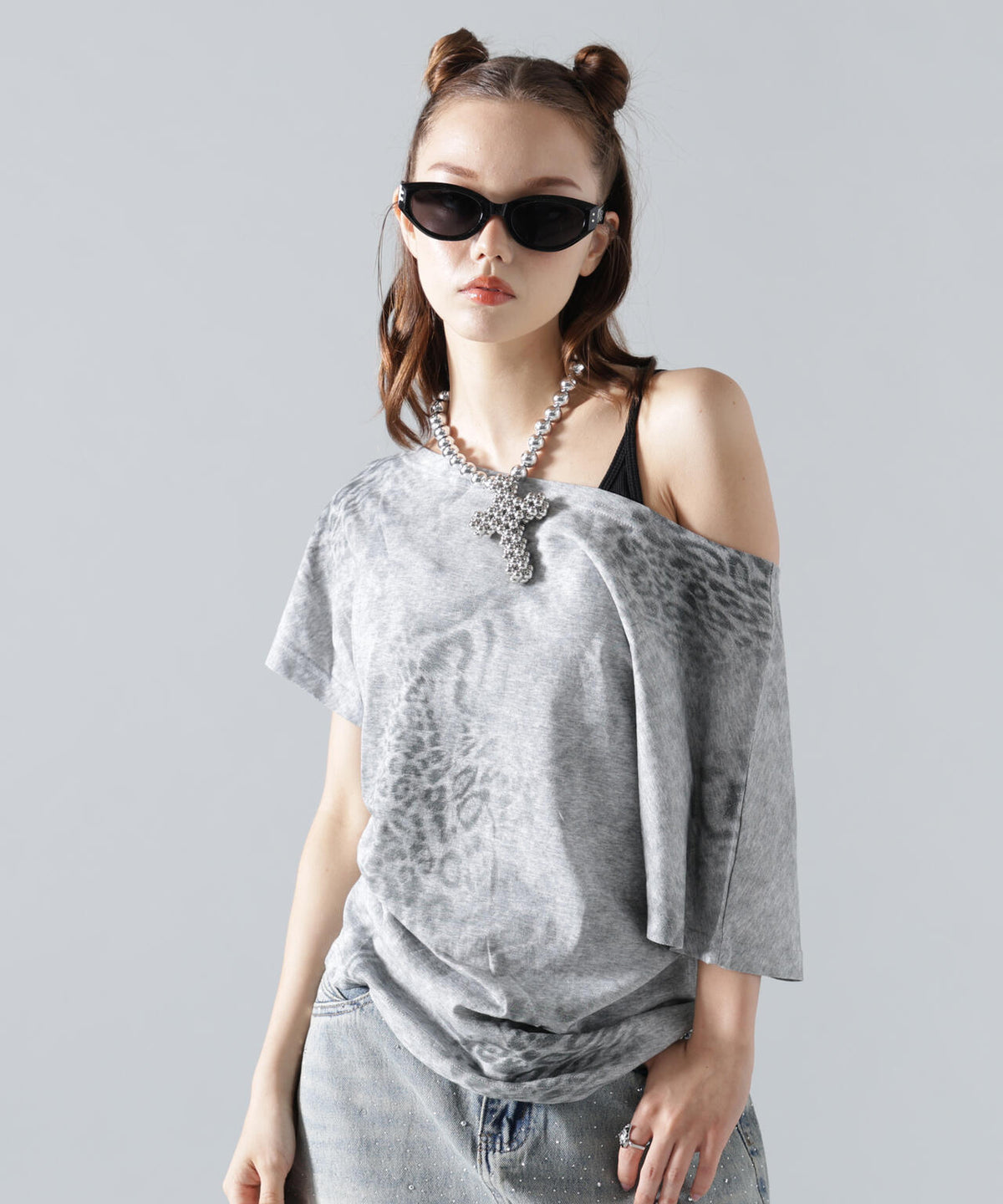 MMAVYTH/メヴィス/LEOPARD OFF-SHOULDER TOPS