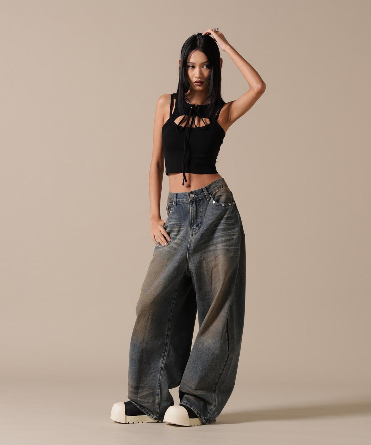 DeEVA/ディーヴァ/CUTOUT LACE-UP TANK