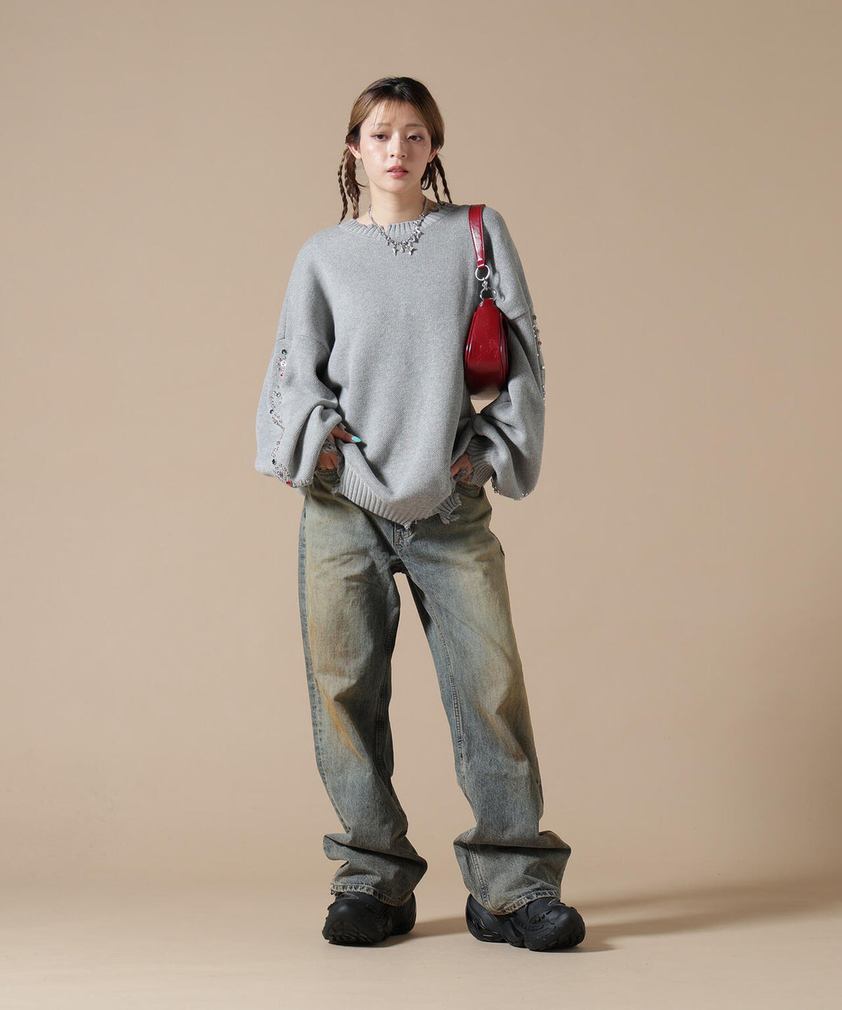 DankeSchon/ダンケシェーン/COTTON WJQ STUDS CREWNECK