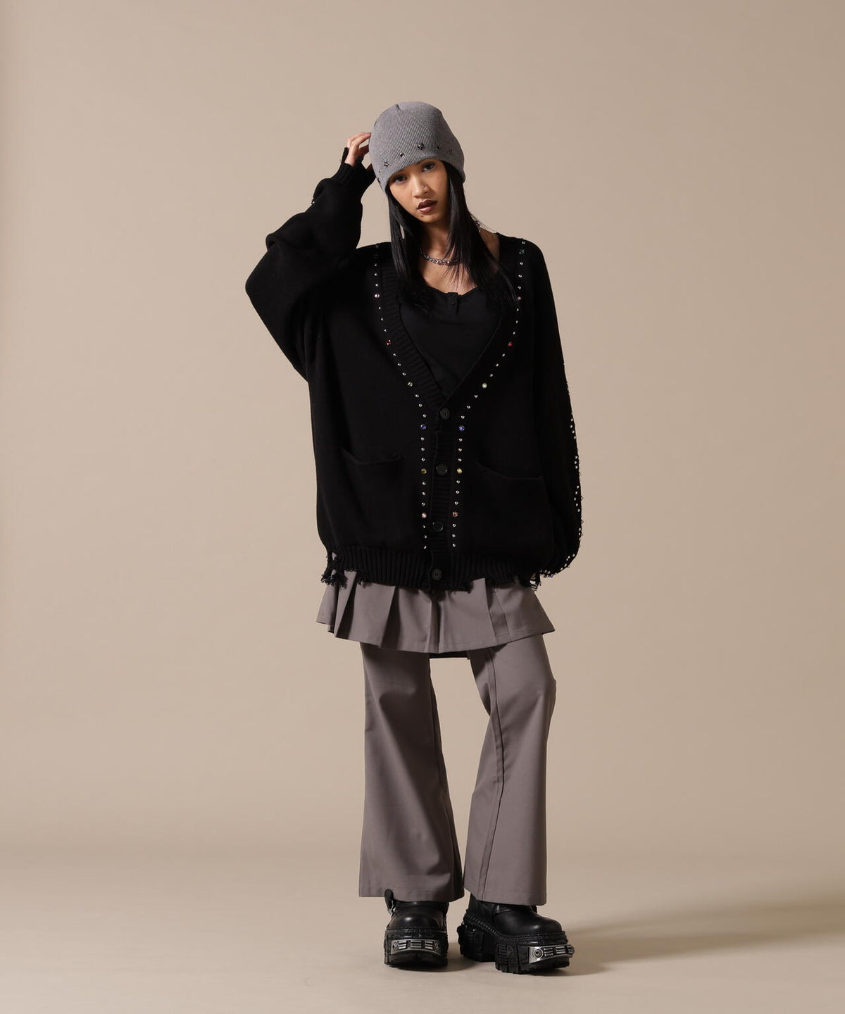 DankeSchon/ダンケシェーン/COTTON WJQ STUDS CARDIGAN