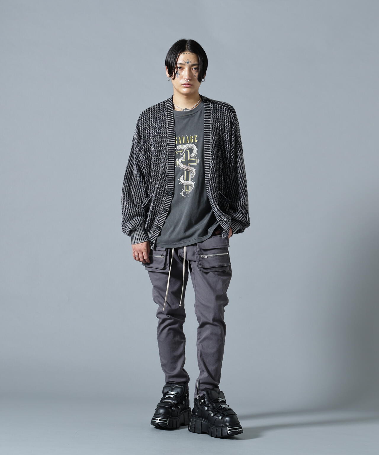 【WEB&DEPOT限定】DankeSchon/ダンケシェーン/CHEMICAL MESHKNIT CARDIGAN