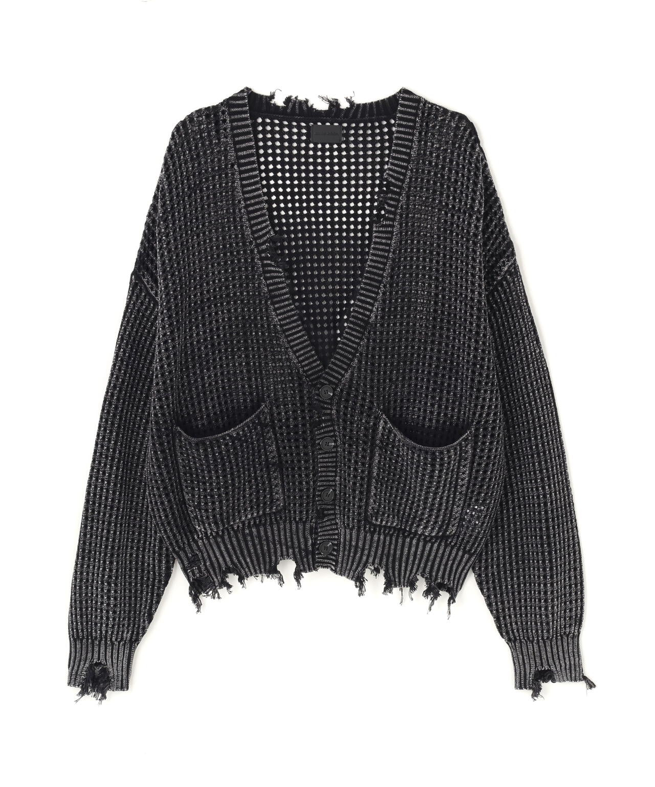 DankeSchon/ダンケシェーン/PIGMENT DAMAGE MESH CARDIGAN