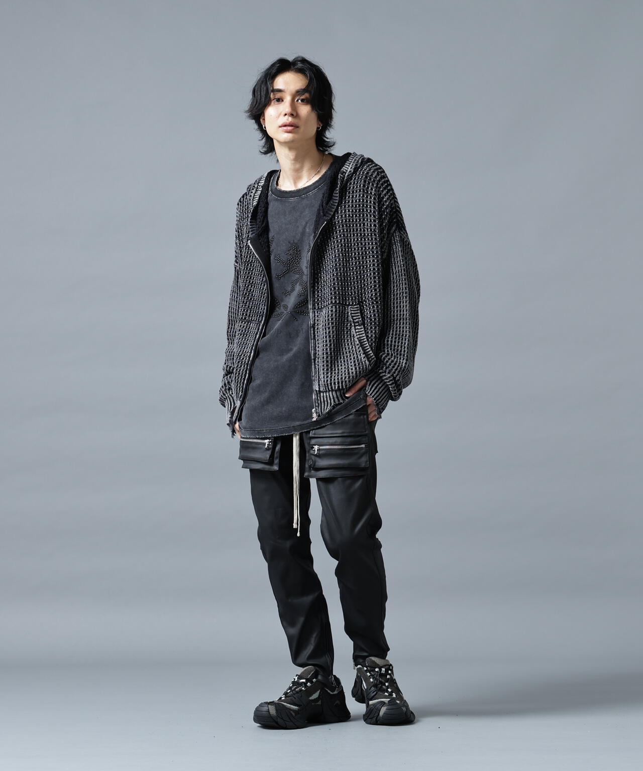 DankeSchon/ダンケシェーン/PIGMENT DAMAGE MESH HOODIE