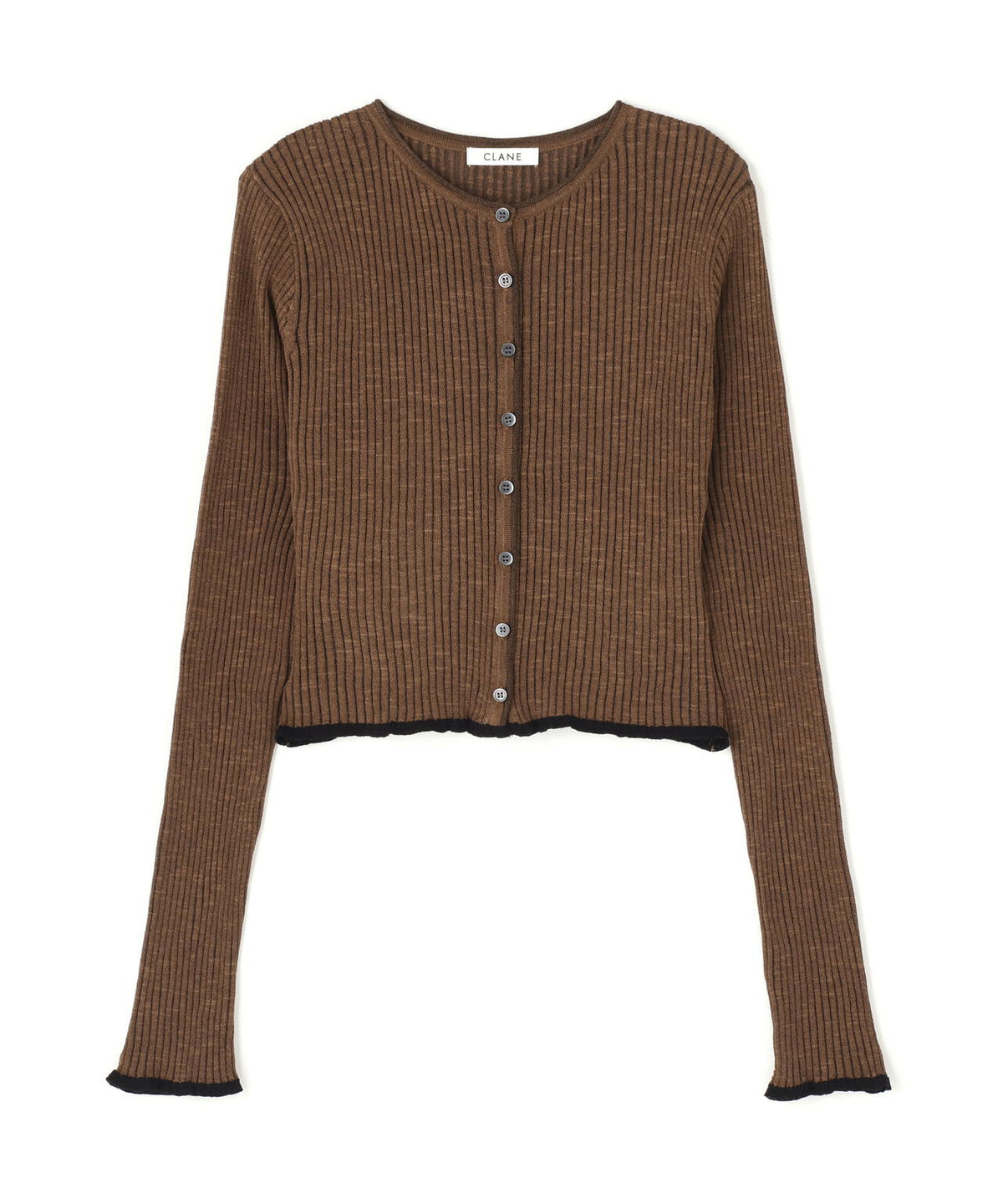 CLANE/クラネ/CONTRAST TRIM SHEER KNIT CARDIGAN