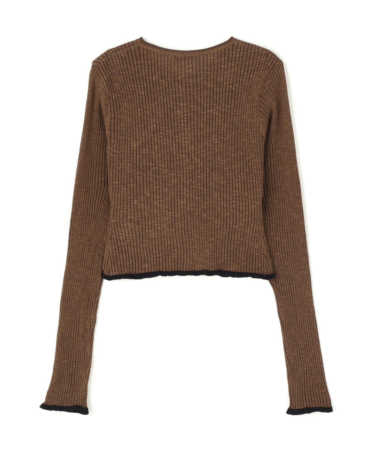 CLANE/クラネ/CONTRAST TRIM SHEER KNIT CARDIGAN