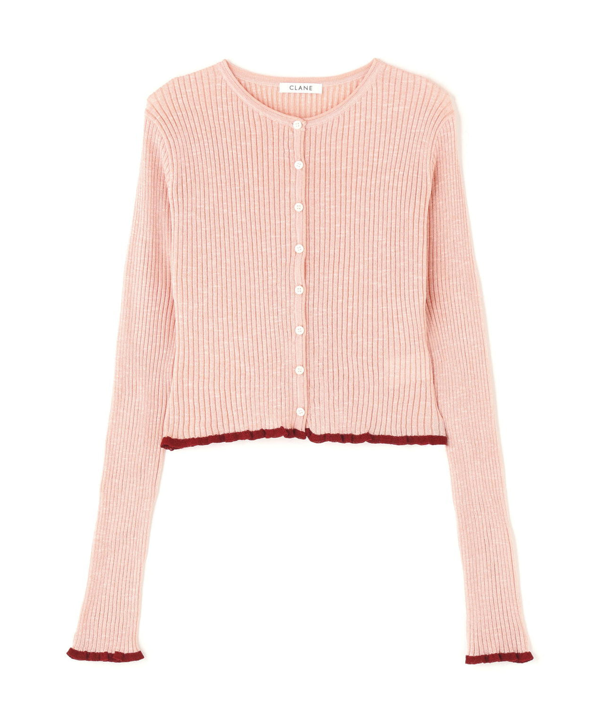 CLANE/クラネ/CONTRAST TRIM SHEER KNIT CARDIGAN