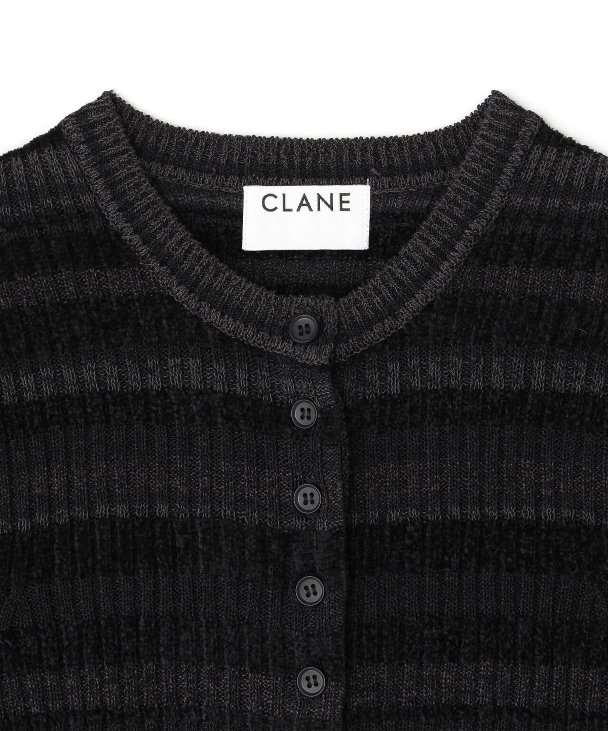 CLANE/クラネ/MULTI BORDER BUTTON DETAIL KNIT CARDIGAN