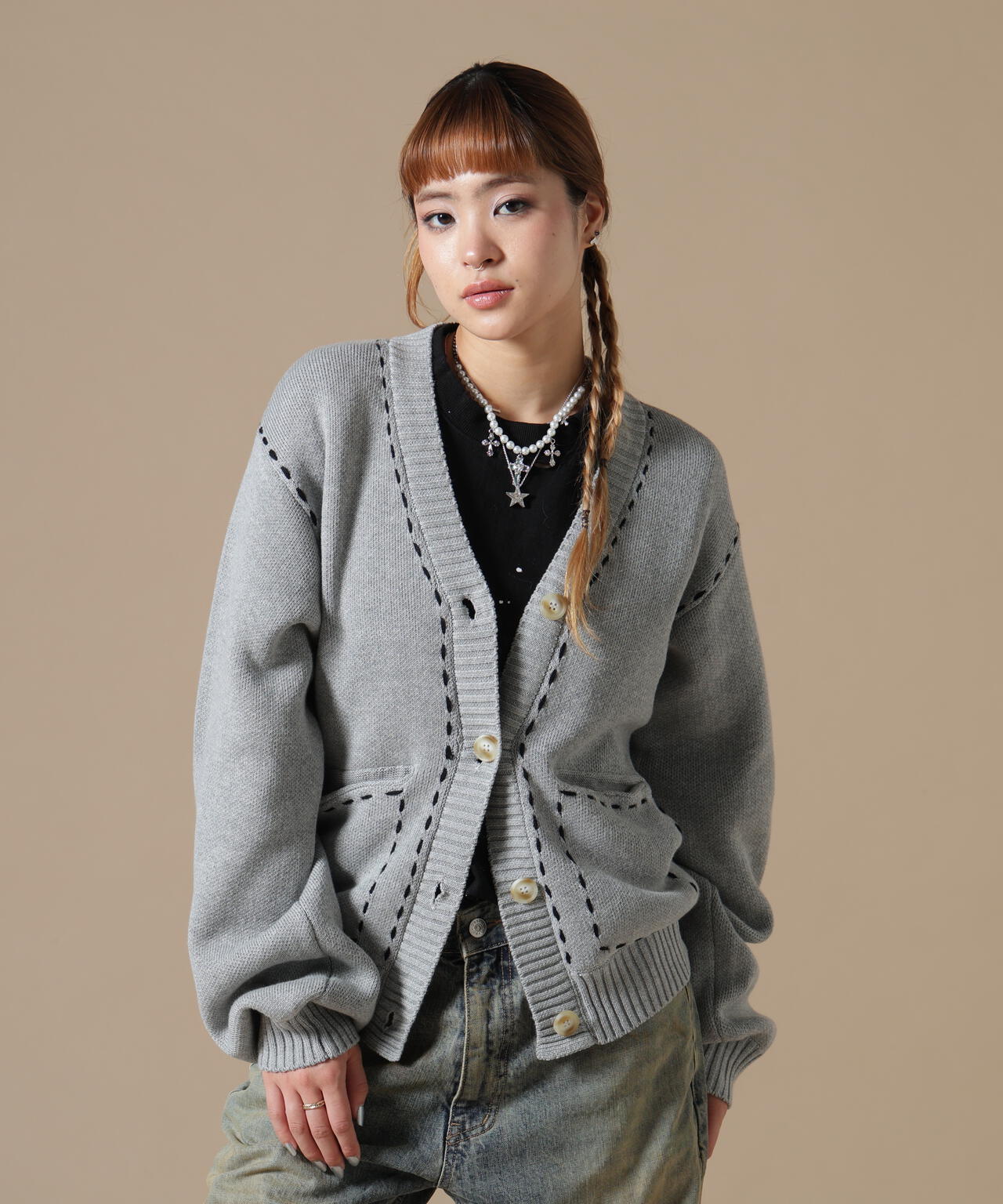 DankeSchon/ダンケシェーン/WOMEN STITCH KNIT CARDIGAN