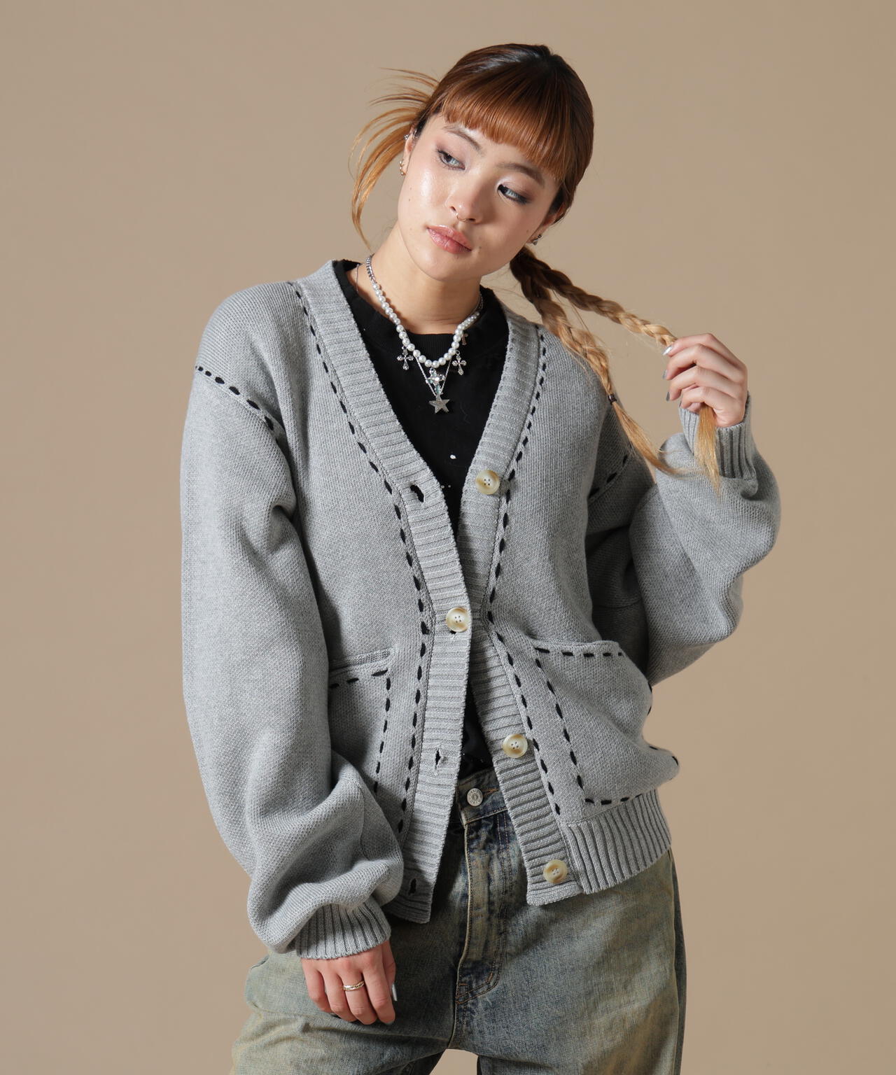DankeSchon/ダンケシェーン/WOMEN STITCH KNIT CARDIGAN