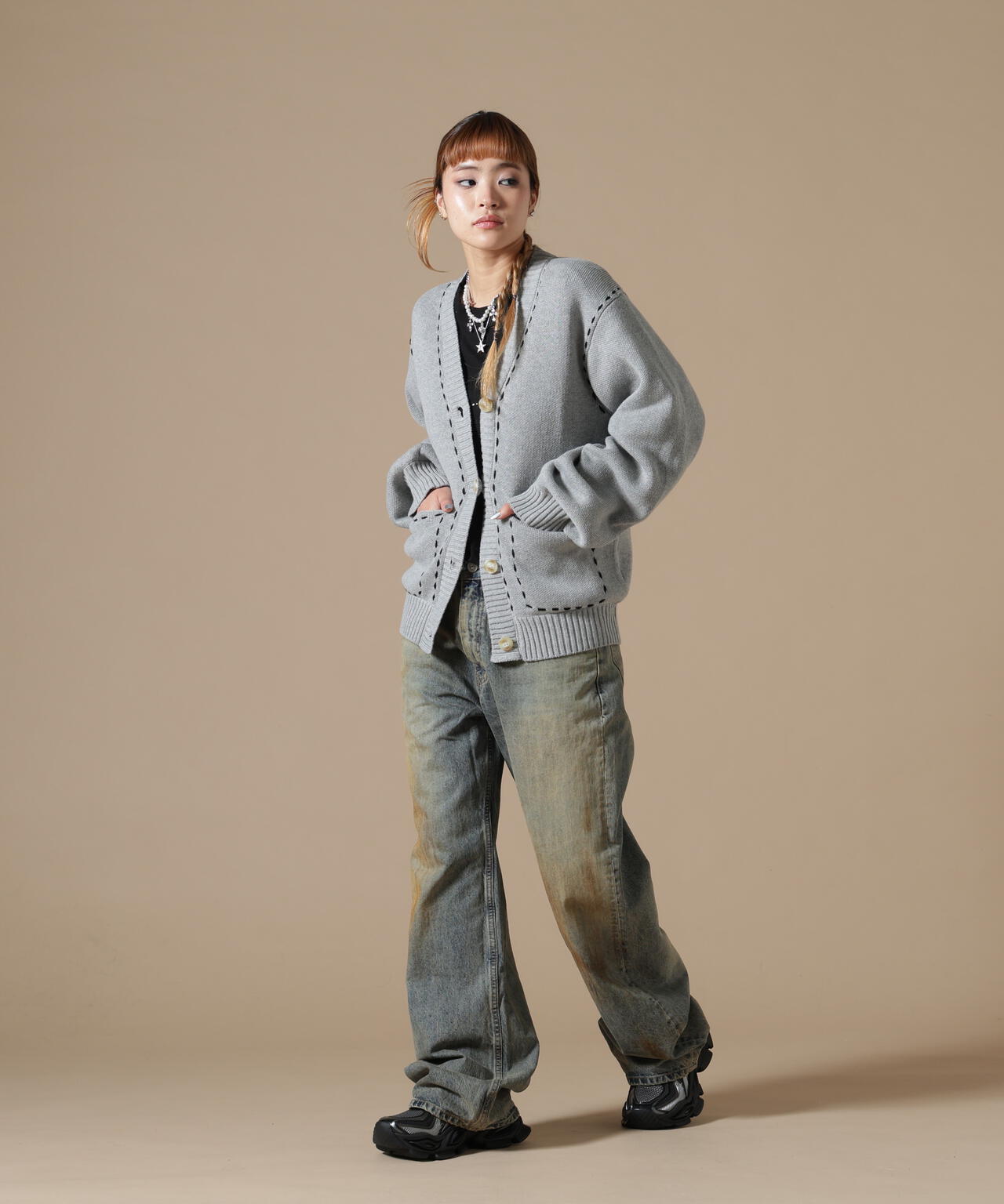 DankeSchon/ダンケシェーン/WOMEN STITCH KNIT CARDIGAN