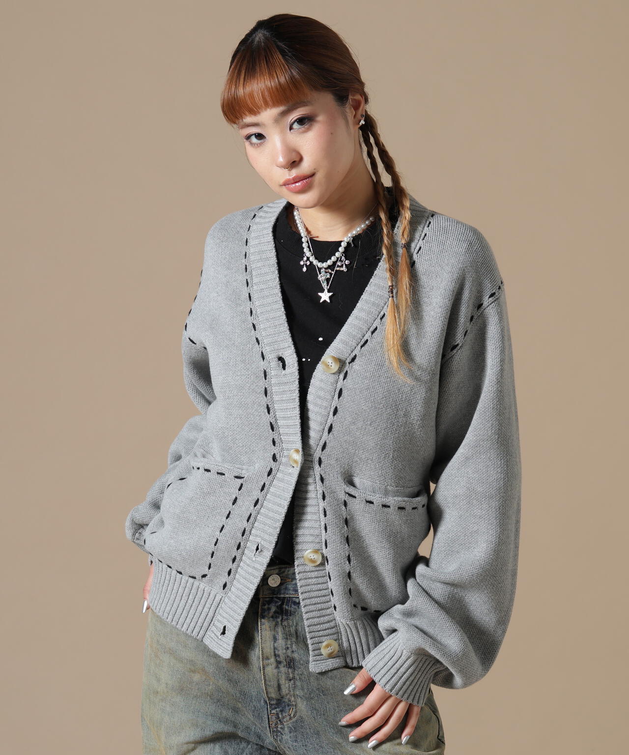 DankeSchon/ダンケシェーン/WOMEN STITCH KNIT CARDIGAN