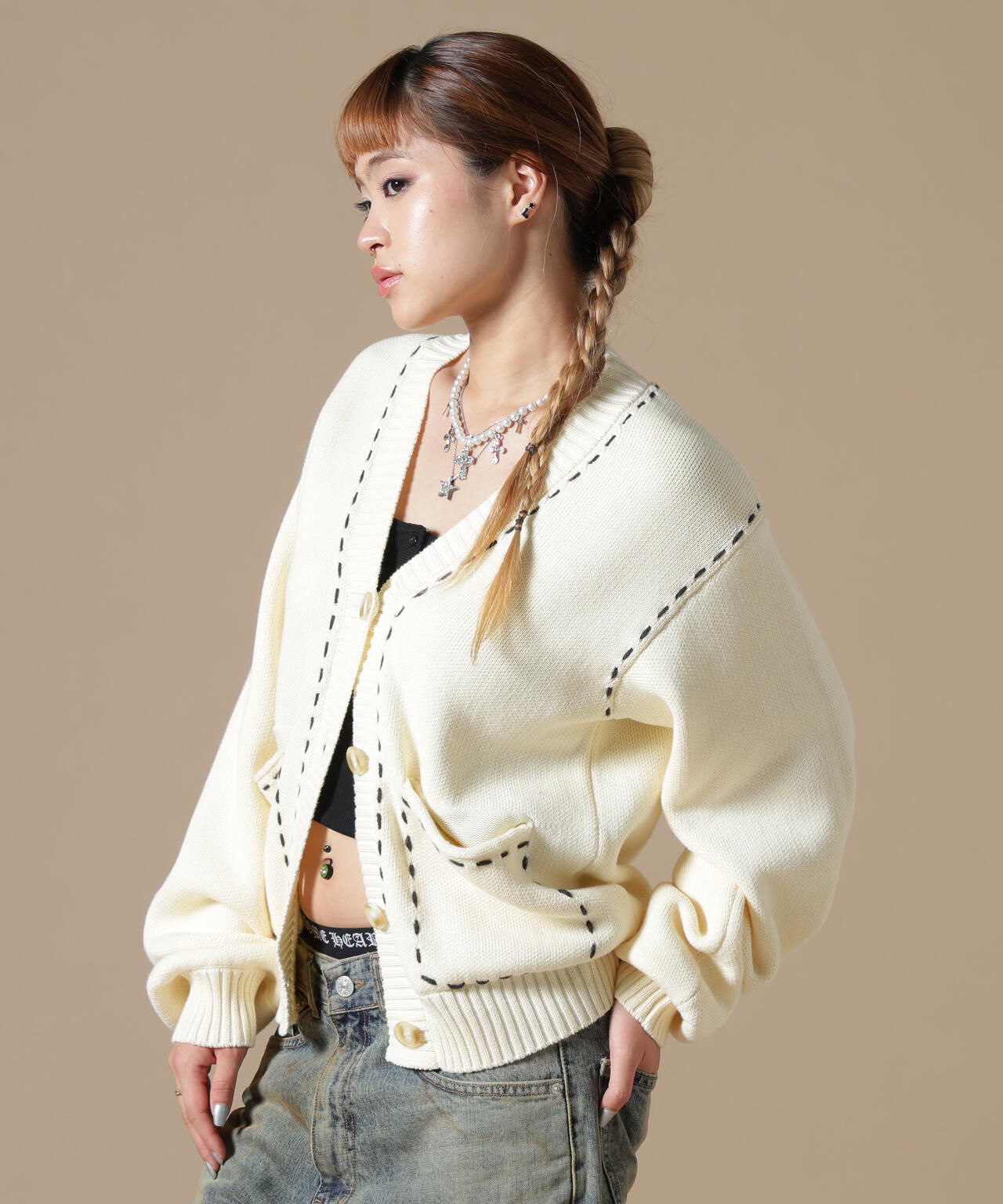 DankeSchon/ダンケシェーン/WOMEN STITCH KNIT CARDIGAN