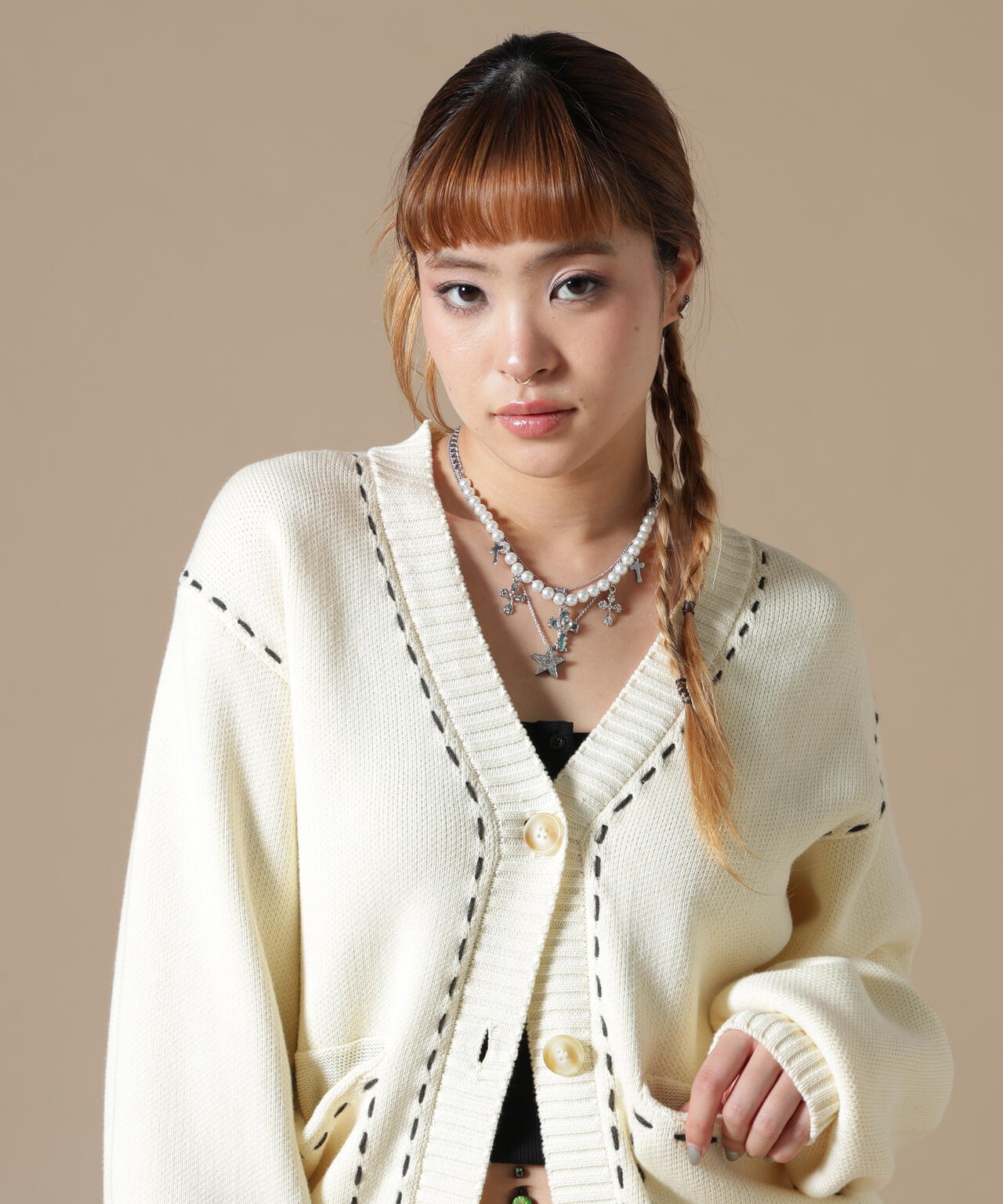 DankeSchon/ダンケシェーン/WOMEN STITCH KNIT CARDIGAN