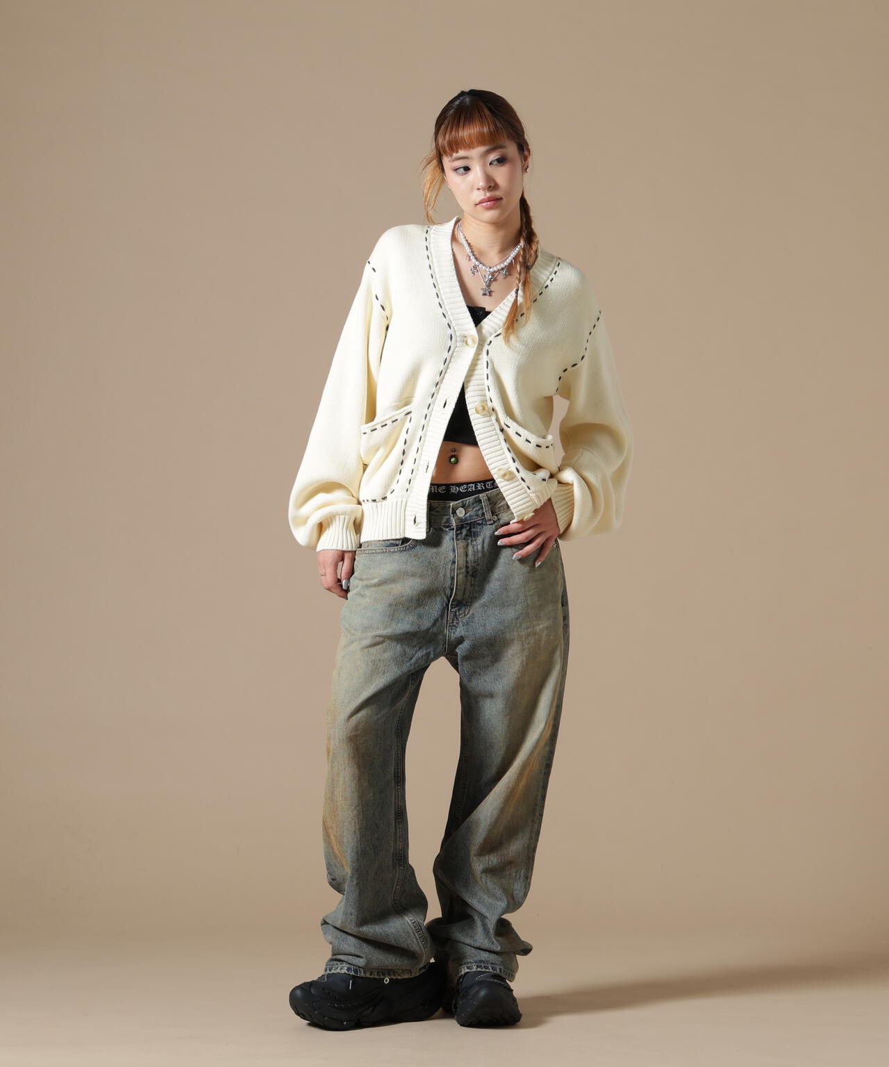 DankeSchon/ダンケシェーン/WOMEN STITCH KNIT CARDIGAN