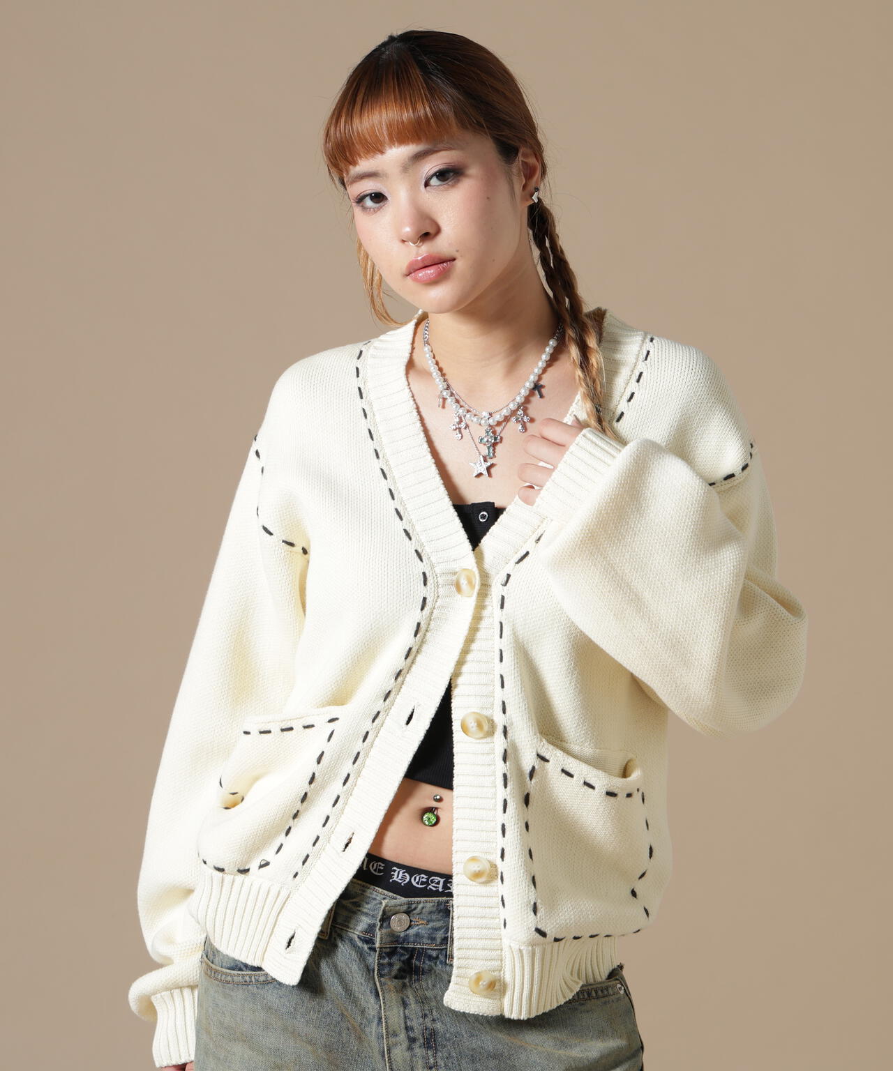 DankeSchon/ダンケシェーン/WOMEN STITCH KNIT CARDIGAN