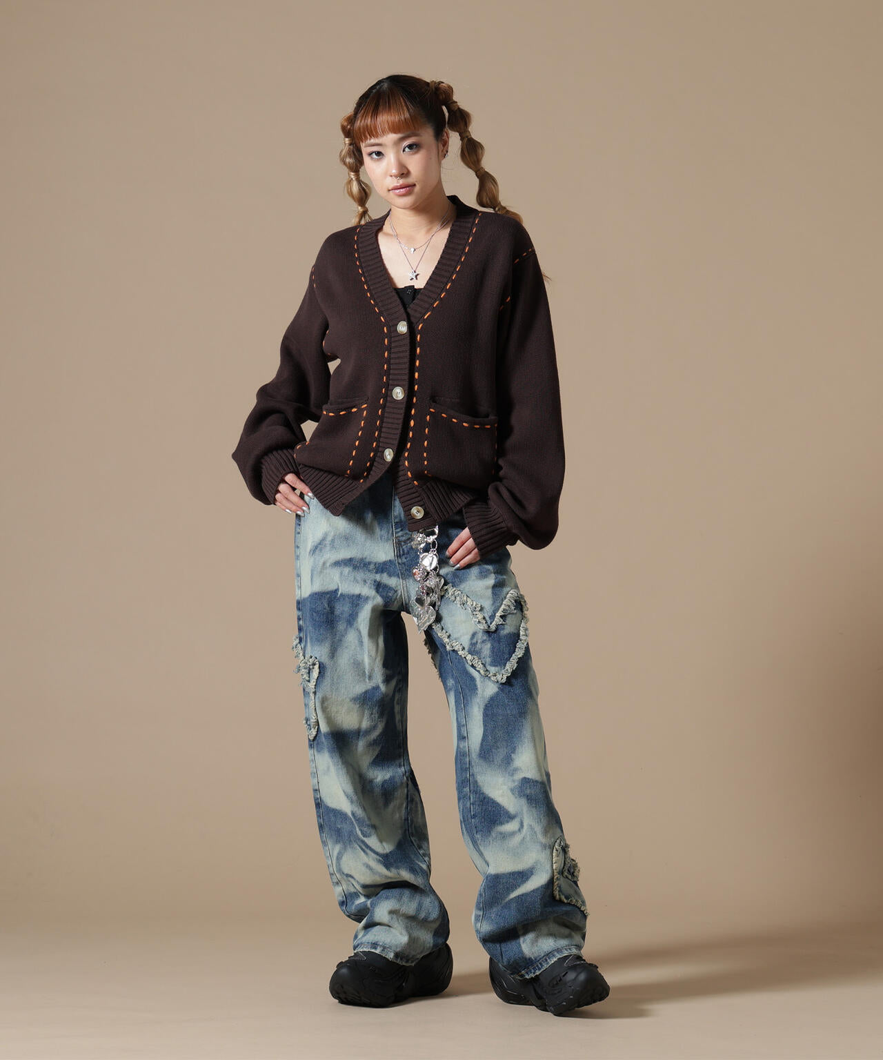 DankeSchon/ダンケシェーン/WOMEN STITCH KNIT CARDIGAN