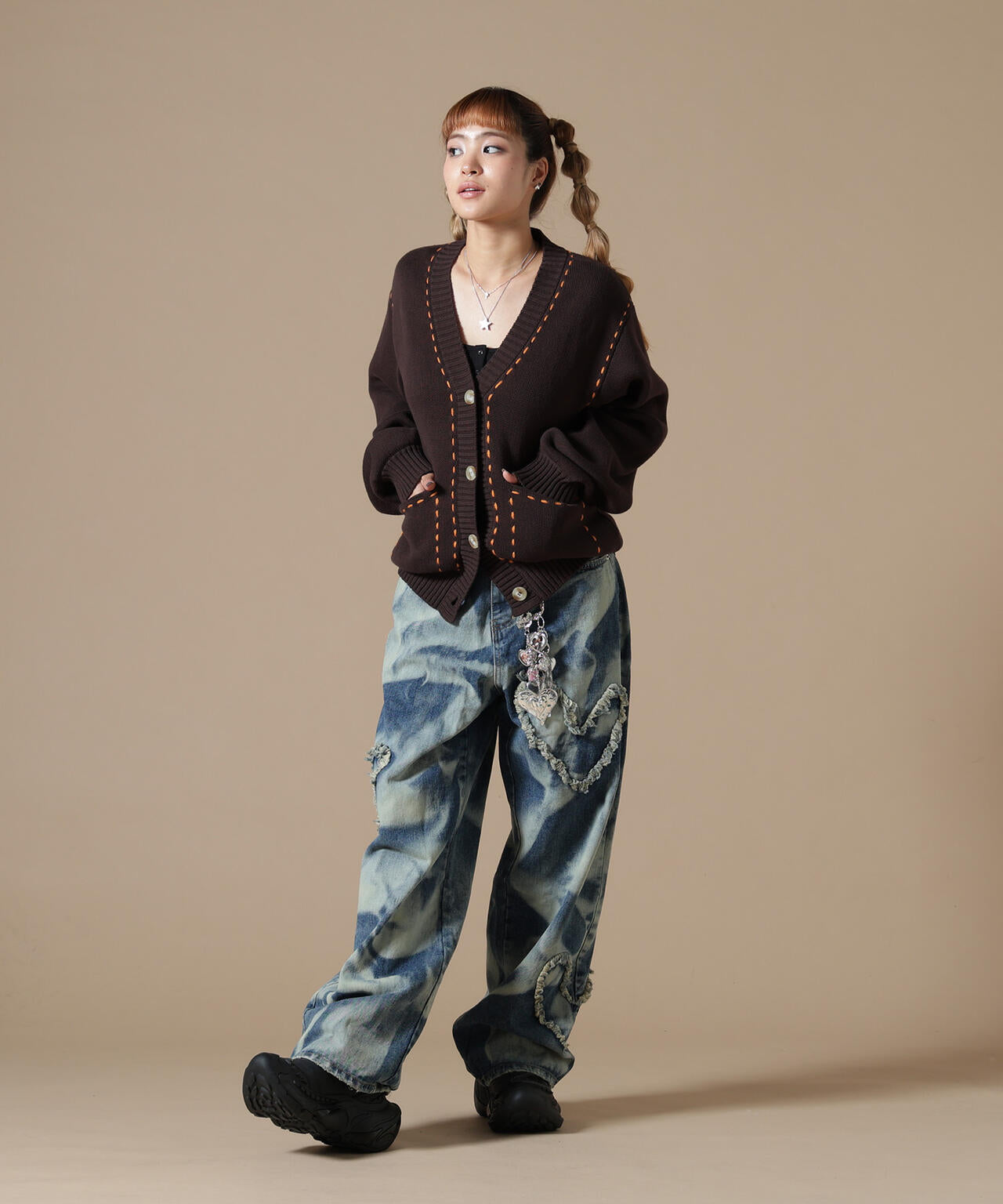 DankeSchon/ダンケシェーン/WOMEN STITCH KNIT CARDIGAN