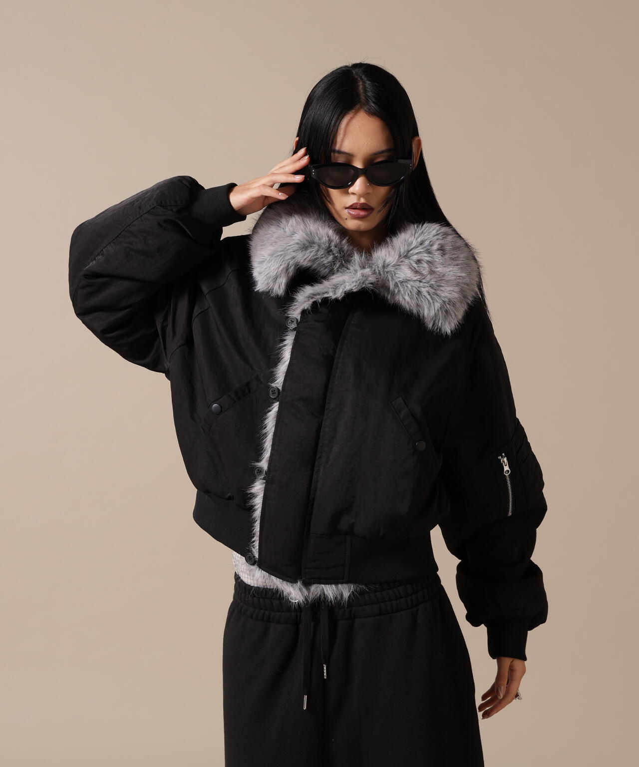 DankeSchon/ダンケシェーン/WOMEN REVERSIBLE FUR NYLON BLOUSON