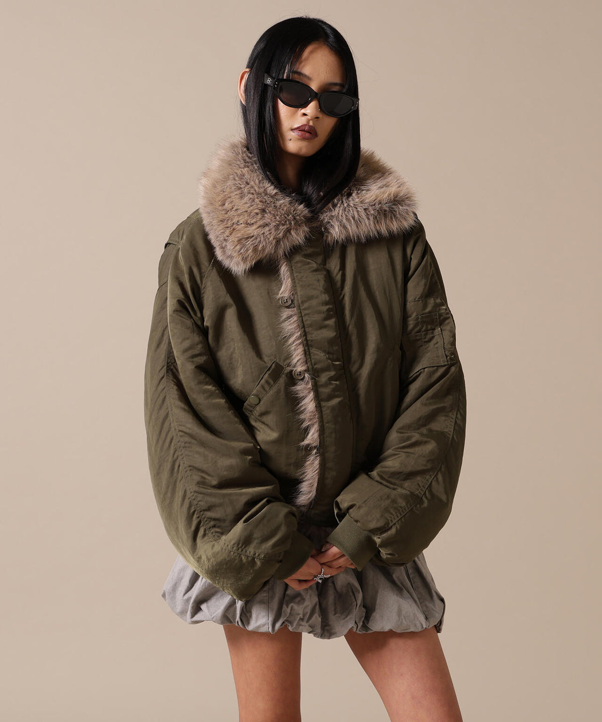 DankeSchon/ダンケシェーン/WOMEN REVERSIBLE FUR NYLON BLOUSON