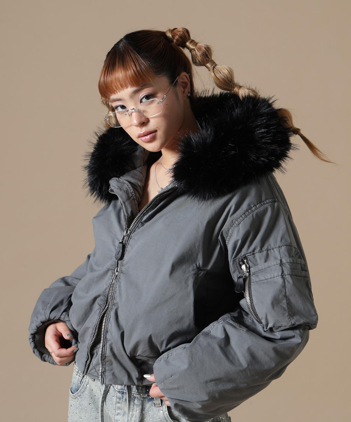 DankeSchon/ダンケシェーン/WOMEN COTTN NYLON FUR BLOUSON
