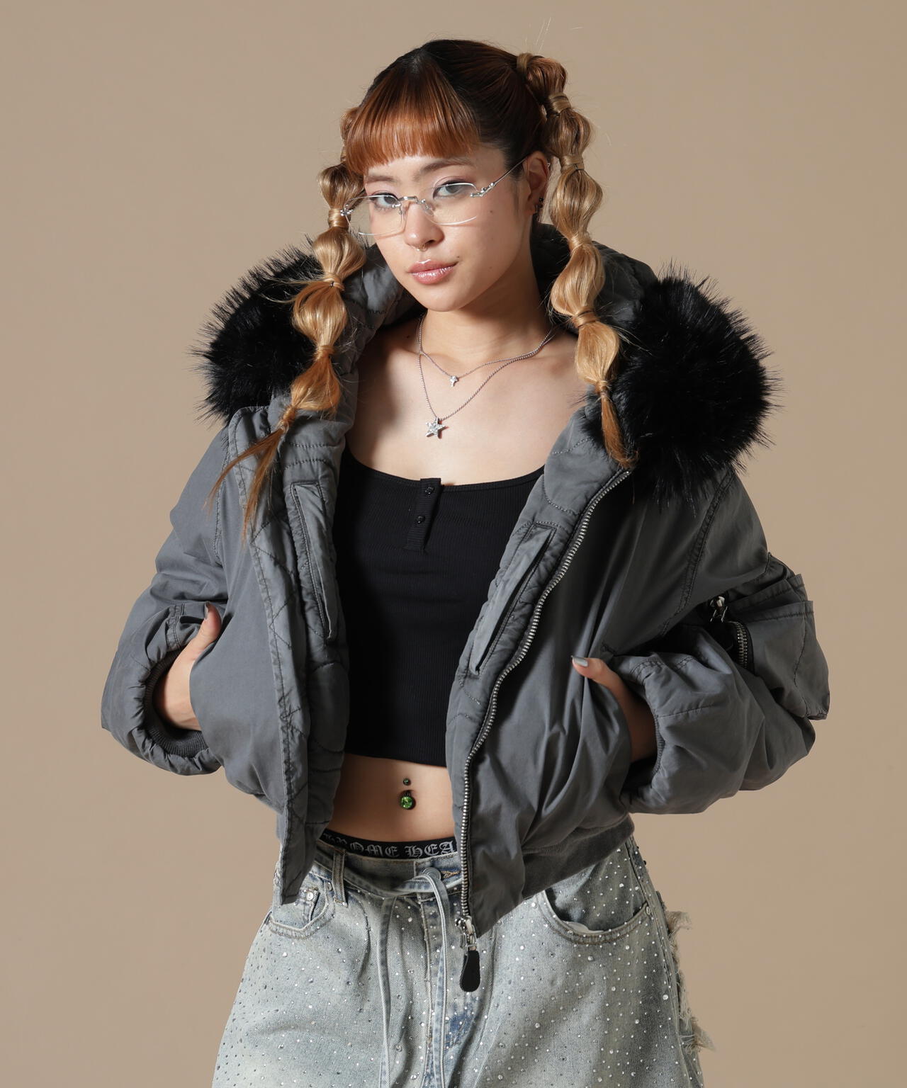 DankeSchon/ダンケシェーン/WOMEN COTTN NYLON FUR BLOUSON