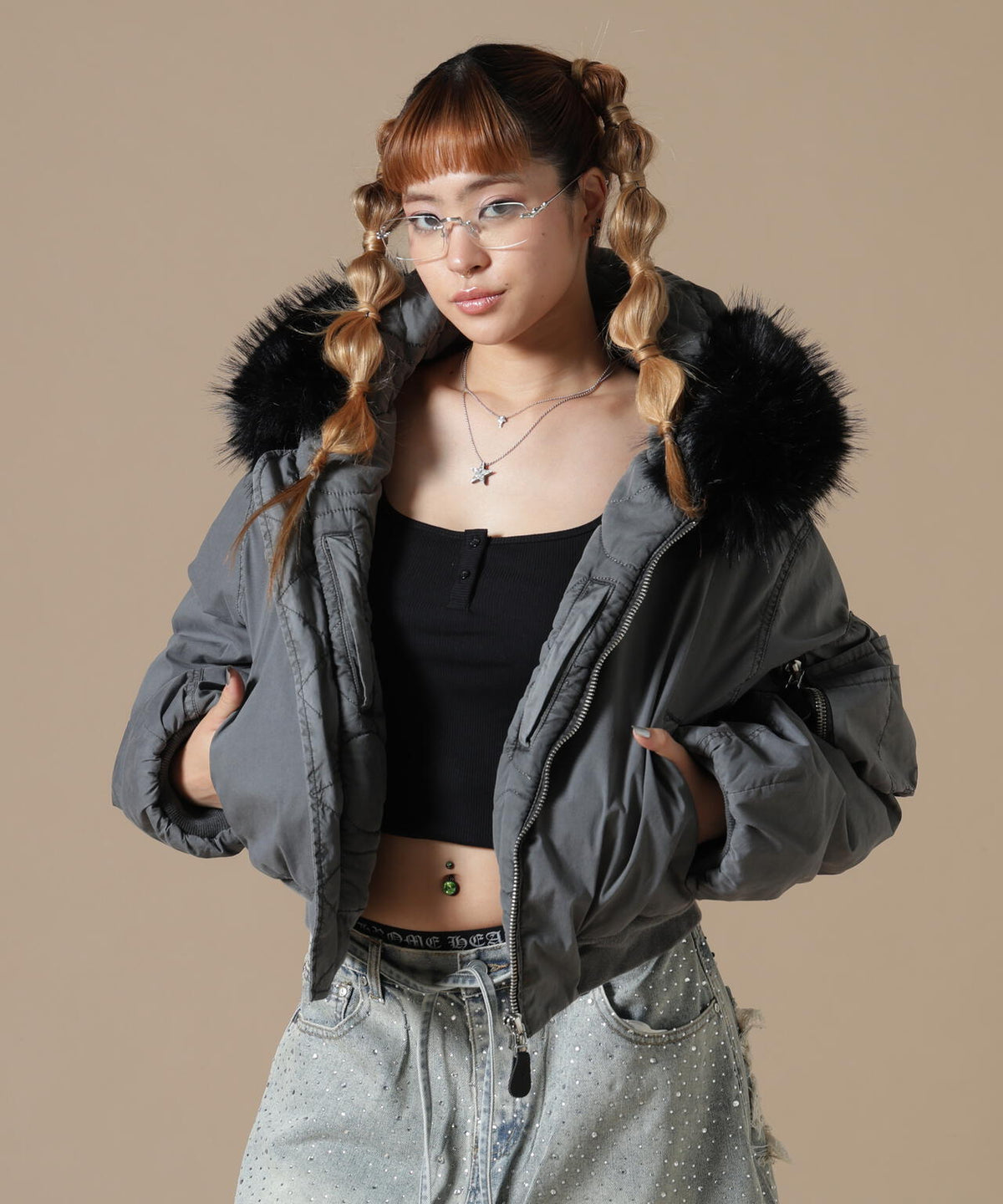 DankeSchon/ダンケシェーン/WOMEN COTTN NYLON FUR BLOUSON