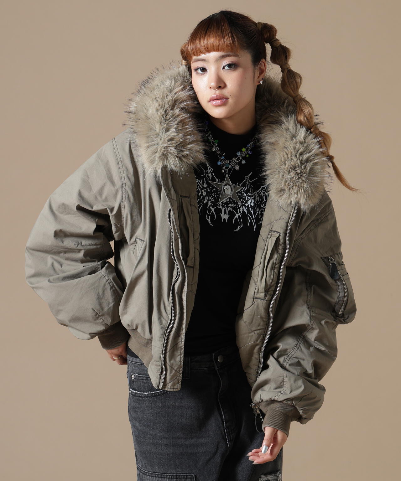 DankeSchon/ダンケシェーン/WOMEN COTTN NYLON FUR BLOUSON