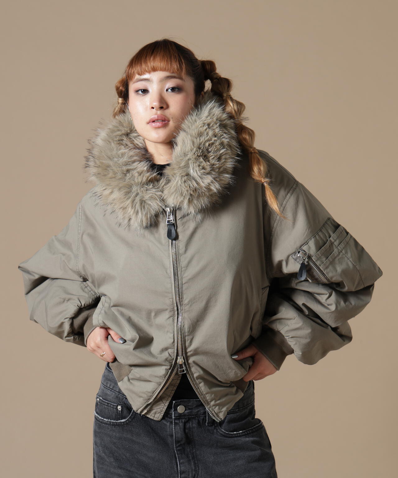 DankeSchon/ダンケシェーン/WOMEN COTTN NYLON FUR BLOUSON