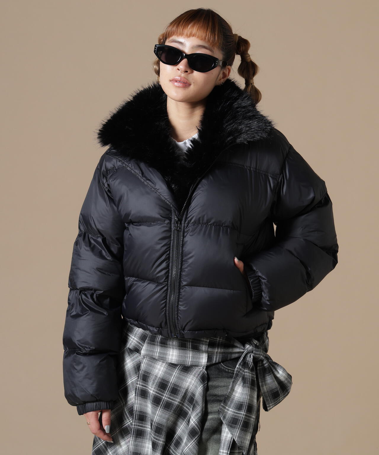 DankeSchon/ダンケシェーン/WOMEN NYLON FUR STAND BLOUSON