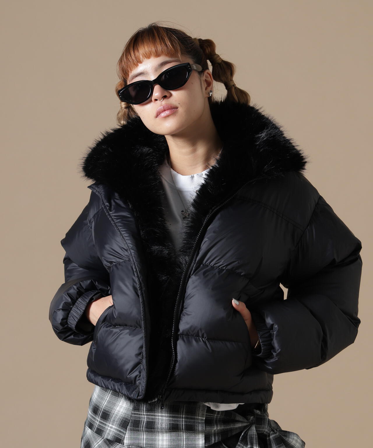 DankeSchon/ダンケシェーン/WOMEN NYLON FUR STAND BLOUSON