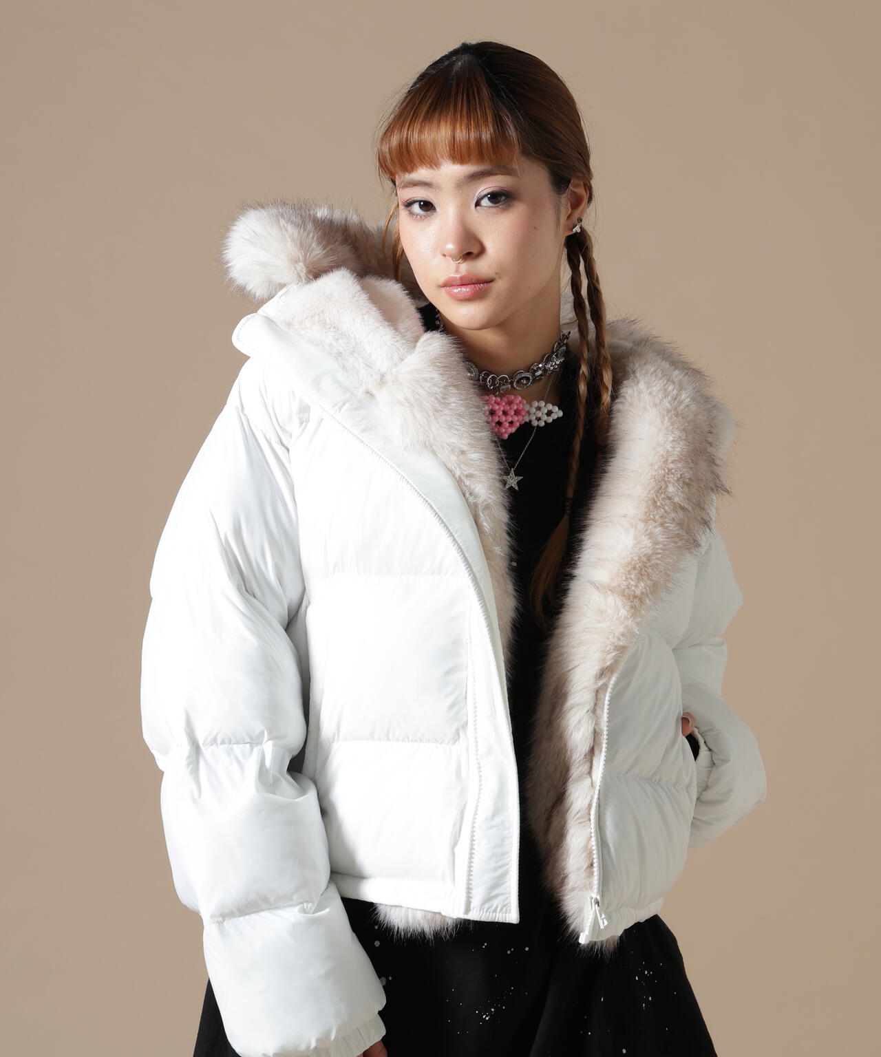DankeSchon/ダンケシェーン/WOMEN NYLON FUR HOOD BLOUSON