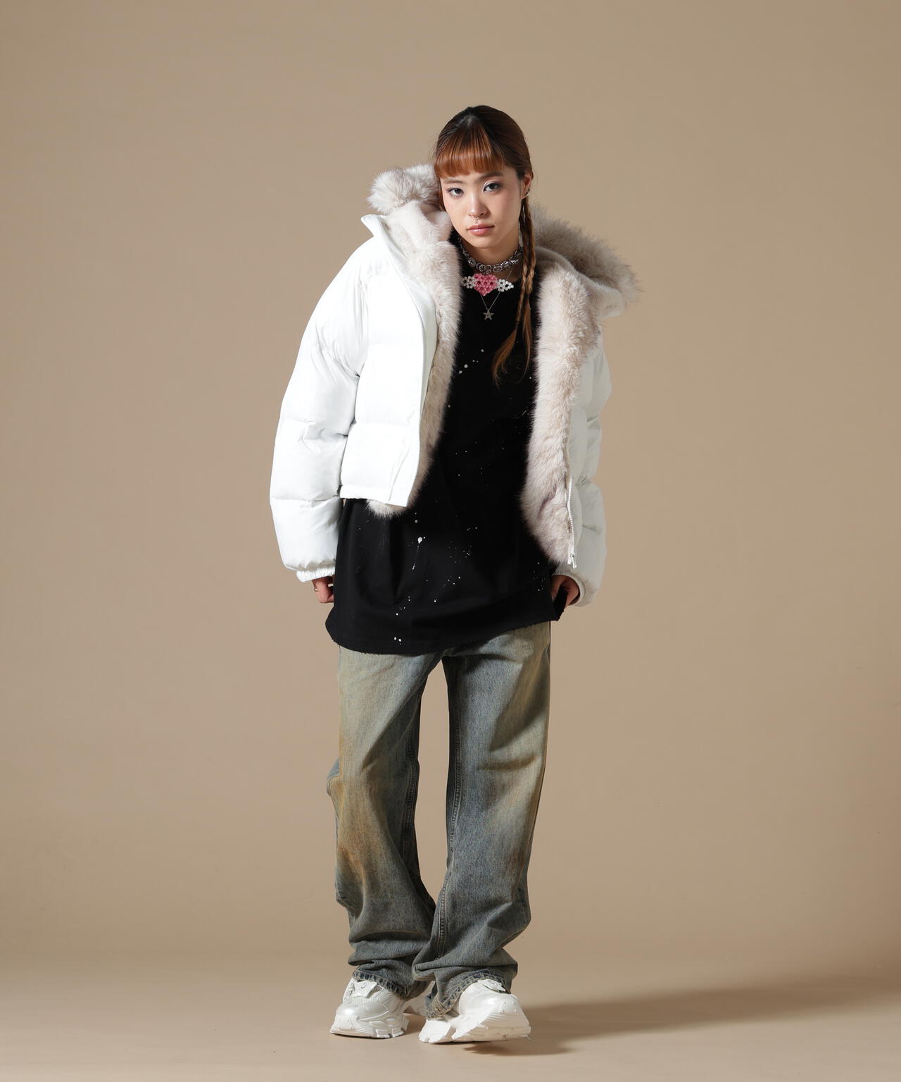 DankeSchon/ダンケシェーン/WOMEN NYLON FUR HOOD BLOUSON