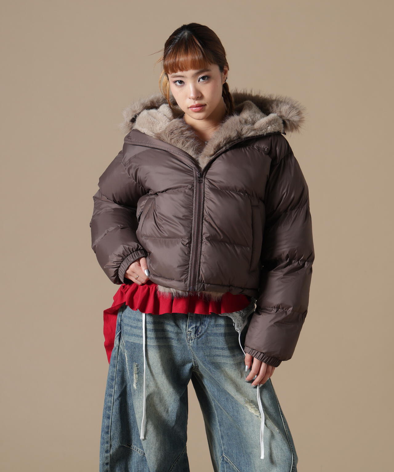 DankeSchon/ダンケシェーン/WOMEN NYLON FUR HOOD BLOUSON