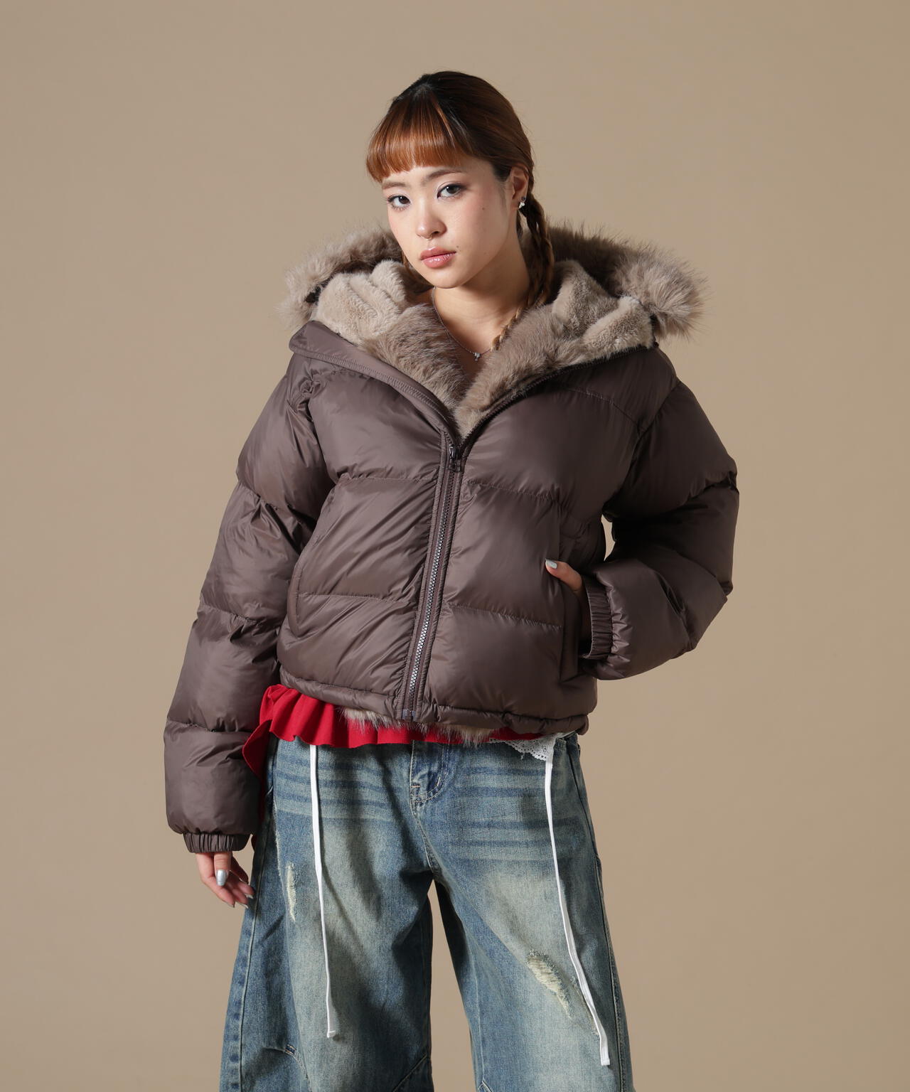 DankeSchon/ダンケシェーン/WOMEN NYLON FUR HOOD BLOUSON