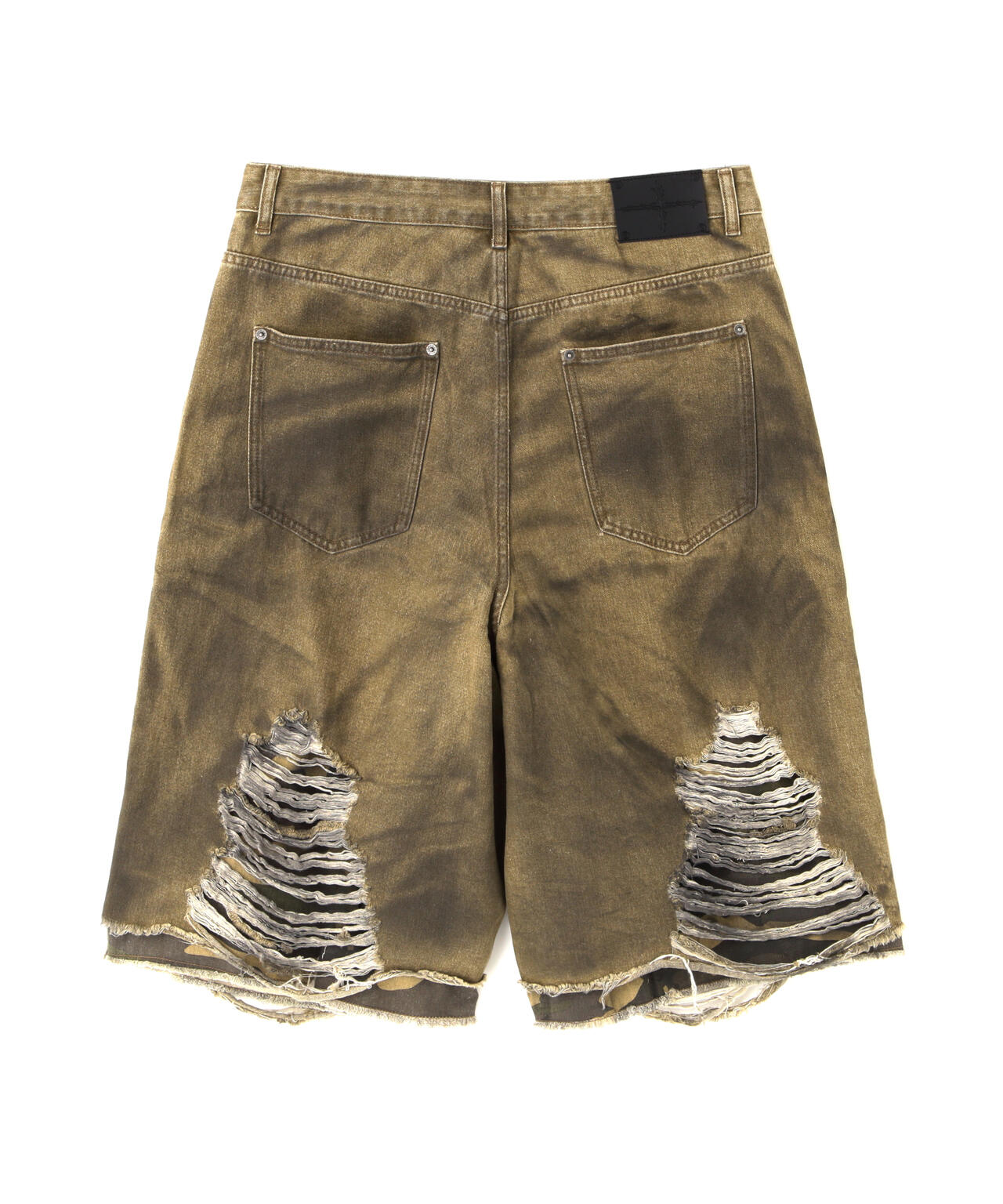 NOT4NERD/ノットフォーナード/Camo Layered Distressed Bermuda Denim Pants