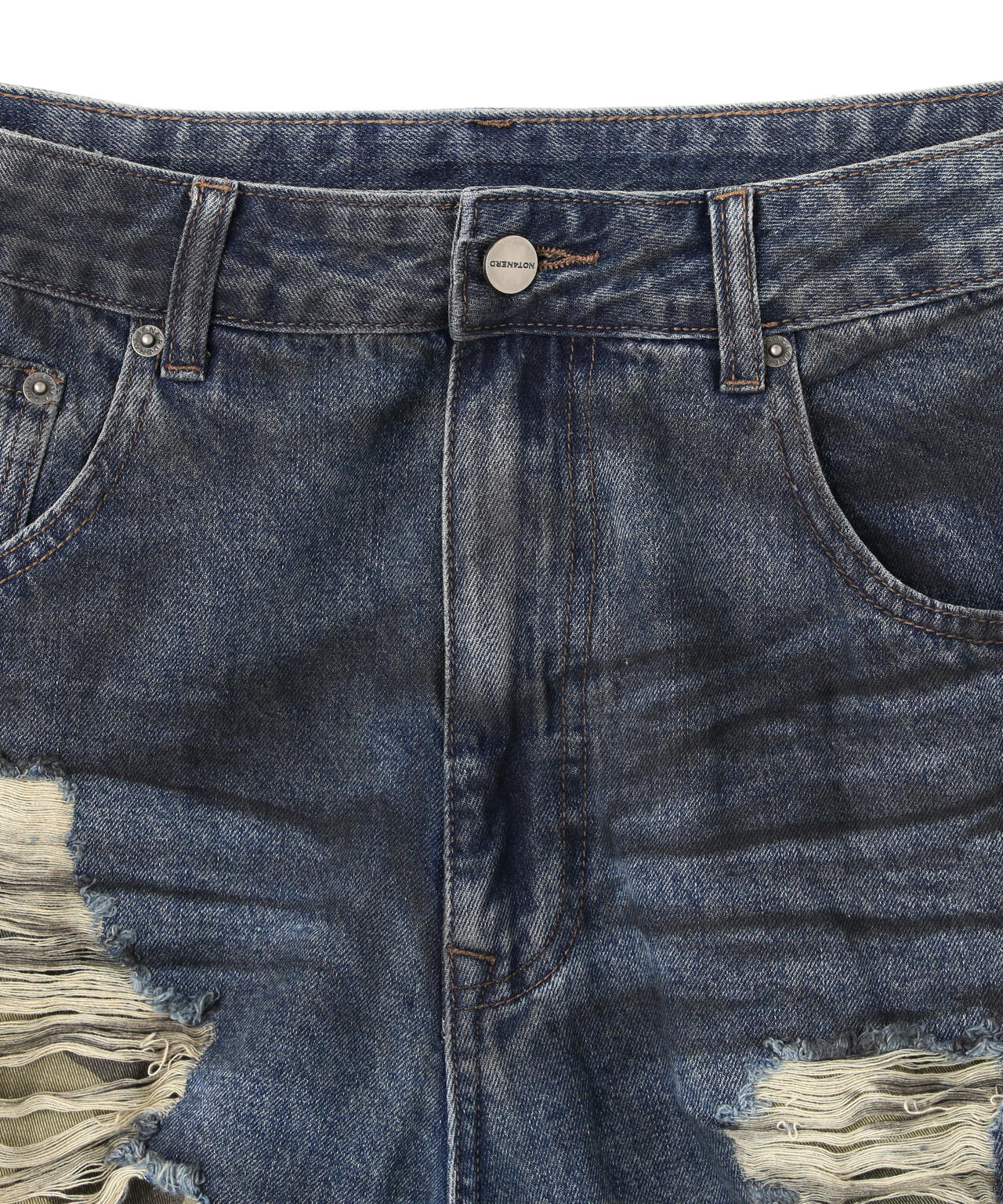 NOT4NERD/ノットフォーナード/Camo Layered Distressed Bermuda Denim Pants