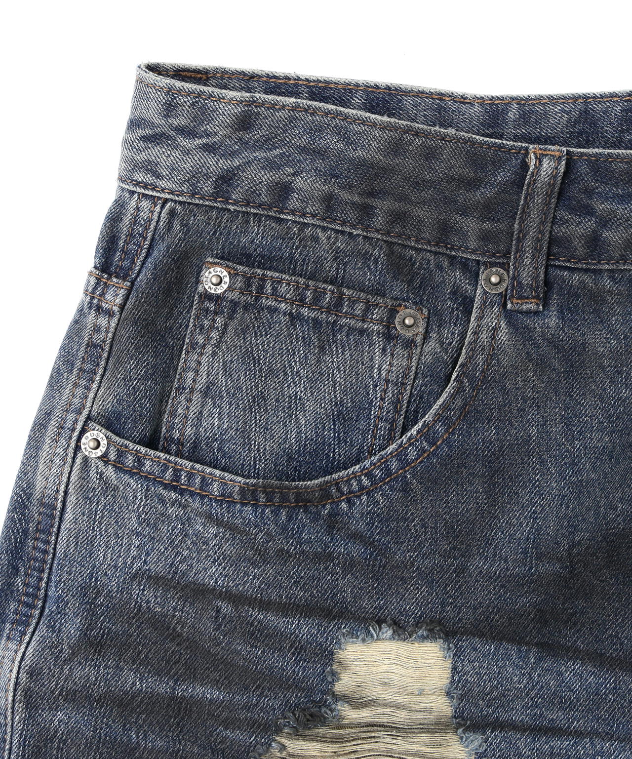 NOT4NERD/ノットフォーナード/Camo Layered Distressed Bermuda Denim Pants