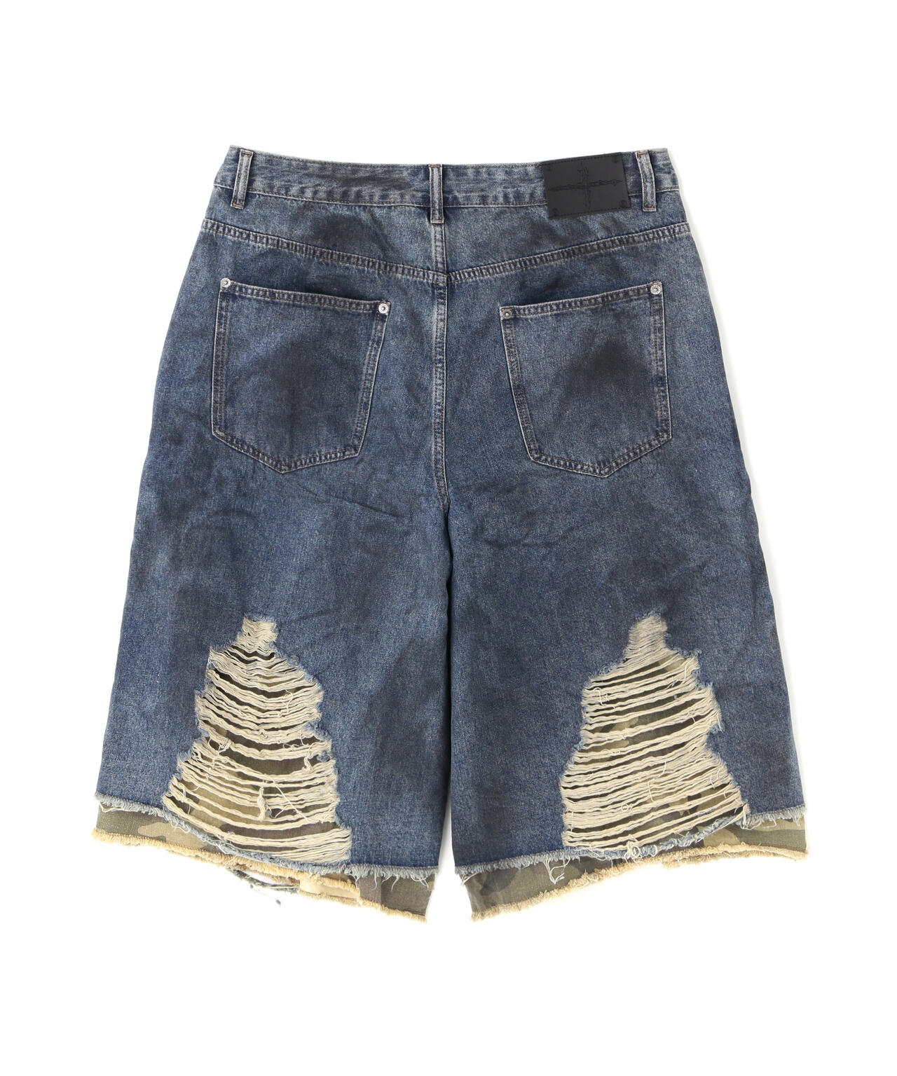 NOT4NERD/ノットフォーナード/Camo Layered Distressed Bermuda Denim Pants