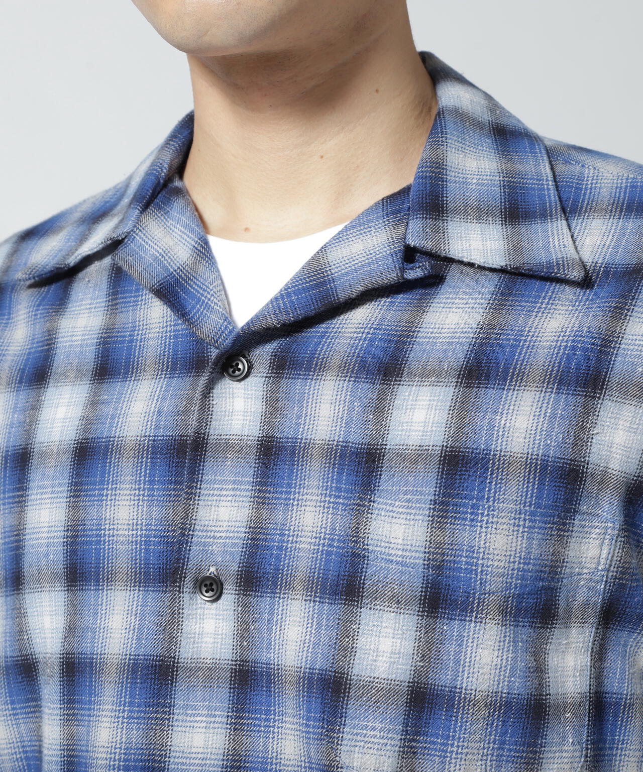 MINEDENIM(マインデニム)V.Nep Check Flannel Open Collar SH
