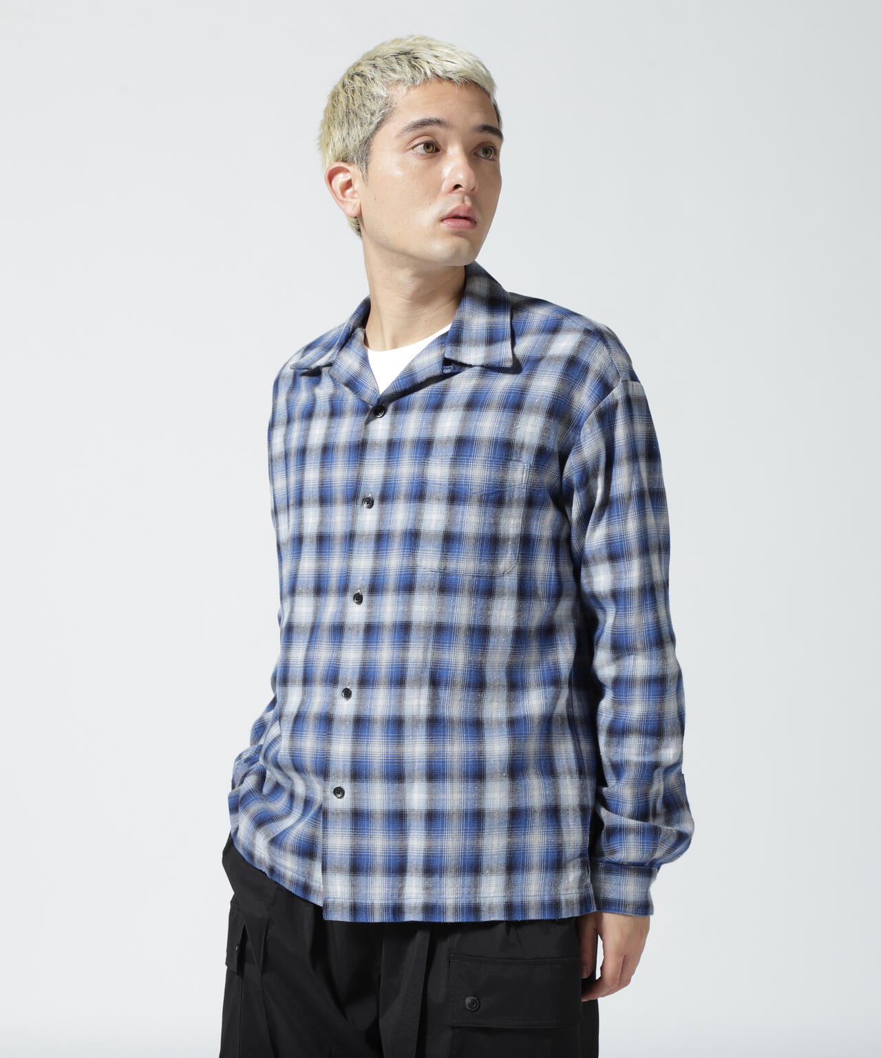 MINEDENIM(マインデニム)V.Nep Check Flannel Open Collar SH