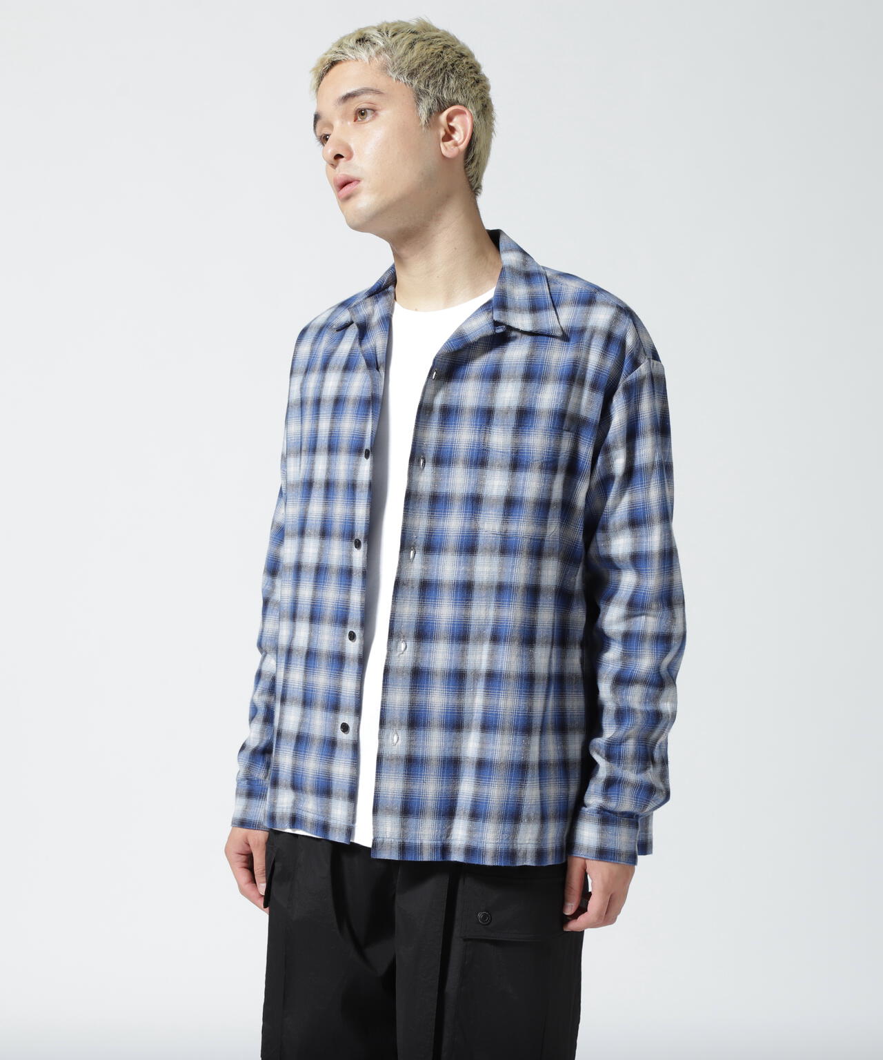 MINEDENIM(マインデニム)V.Nep Check Flannel Open Collar SH
