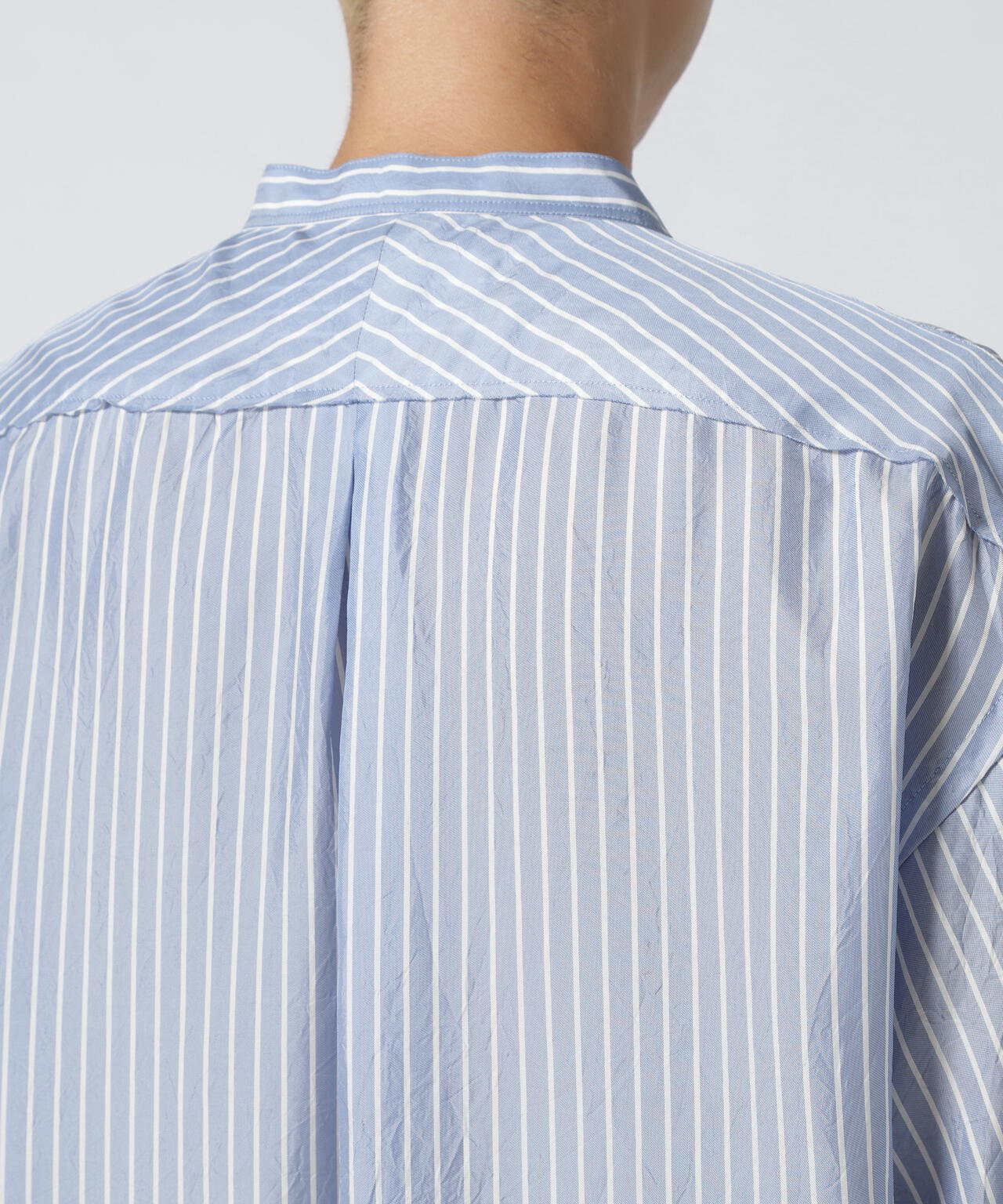 John Mason Smith (ジョンメイソンスミス) WASHED CUPRO STRIPE CLASSIC BANDED COLLA